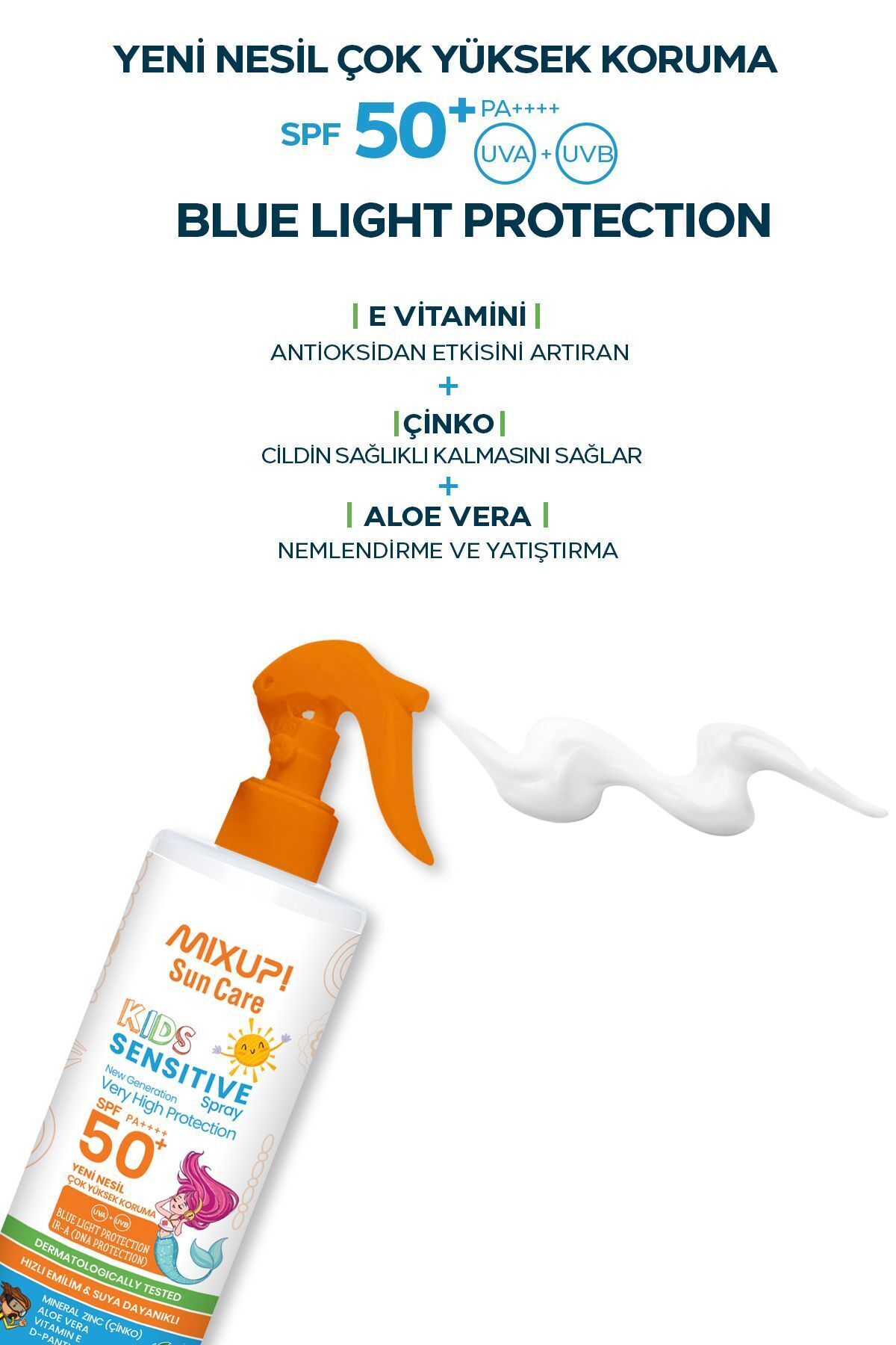 Mixup Yüksek UVA/UVB Korumalı SPF 50 Çocuk Güneş Losyonu Mineral Çinko ve Aloe Vera İçerikli 200 ML fotoğrafı 2 (önizleme)