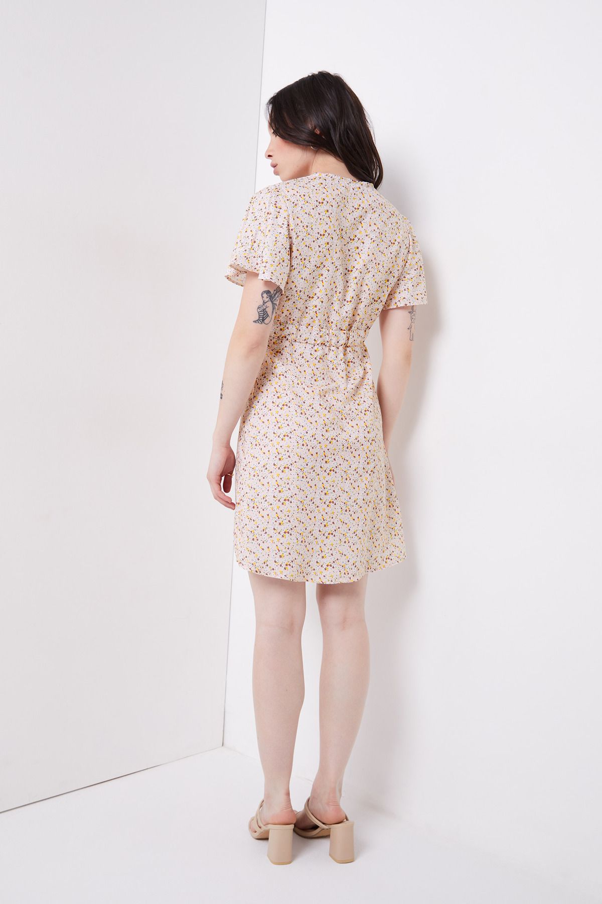 Ardene-Ditsy Floral Flutter-Sleeve Dress 3