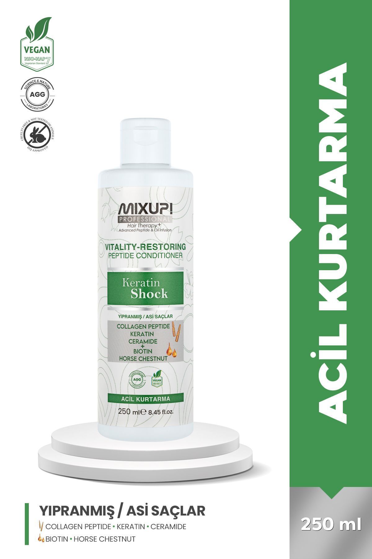 Acil Kurtarma Yıpranmış Saçlar için Kolajen,Peptit,Keratin,Ceramide Yüksek Kontrastlı Krem 250 ML — 8683071842476 — تصویر 1 از 4