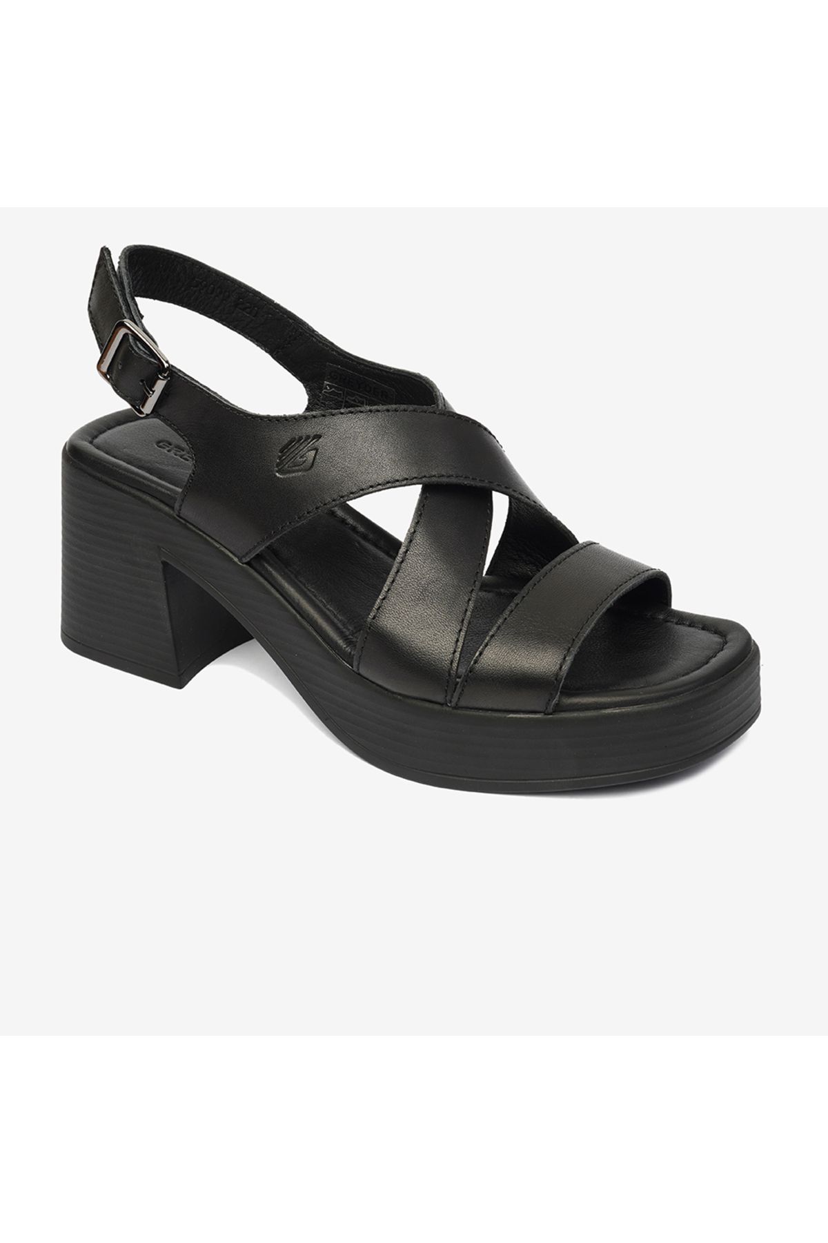 صندل پاشنه دار چرم اصل مشکی زنانه 4Y2US59099 Greyder