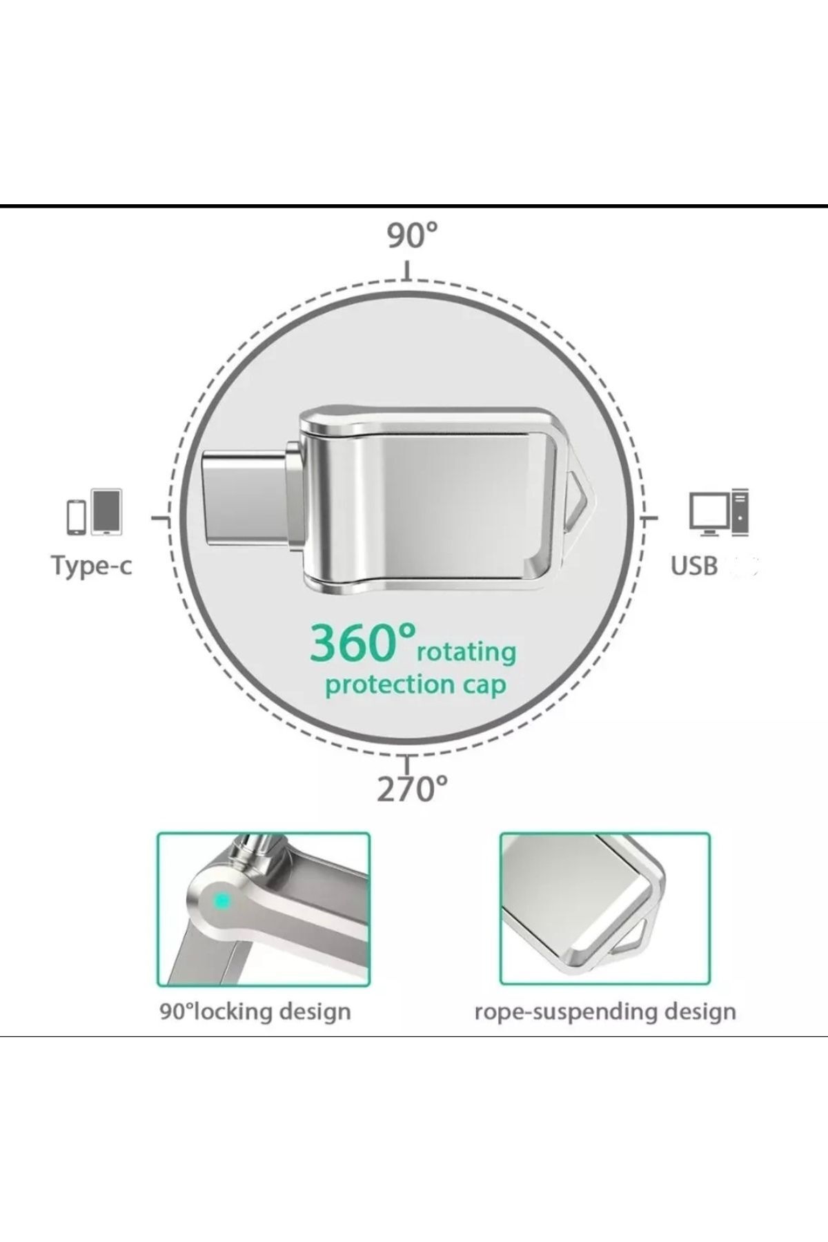 MicroDrive-32gb Otg Dual Input Metal Memory - Type-C and USB 2.0 Flash Rugged Original 4
