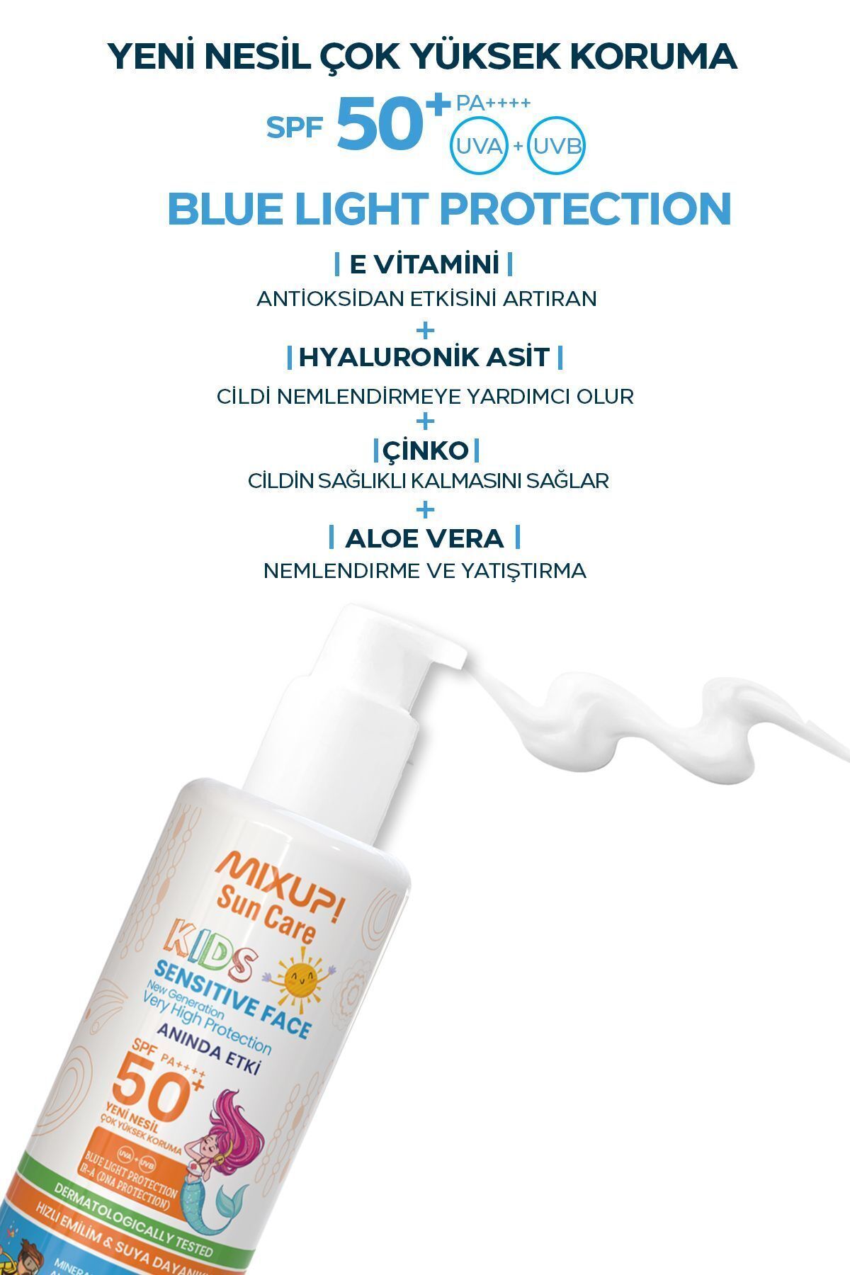 Mixup Doğal İçerikli Vegan Sertifikalı SPF 50+ Çoçuk Güneş Kremi Aloe Vera,Mineral,Çinko İçerikli 75 ML fotoğrafı 2 (önizleme)