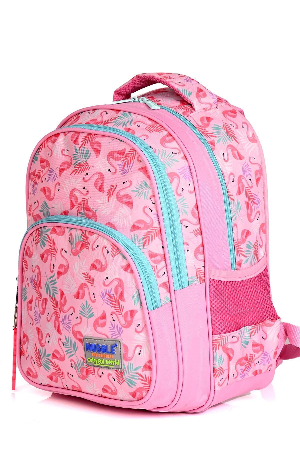 کیف مدرسه مردانه و زنانه MU 004 BACKPACK SCHOOL FLAMINGO 2 SET PINK MUGGLE
