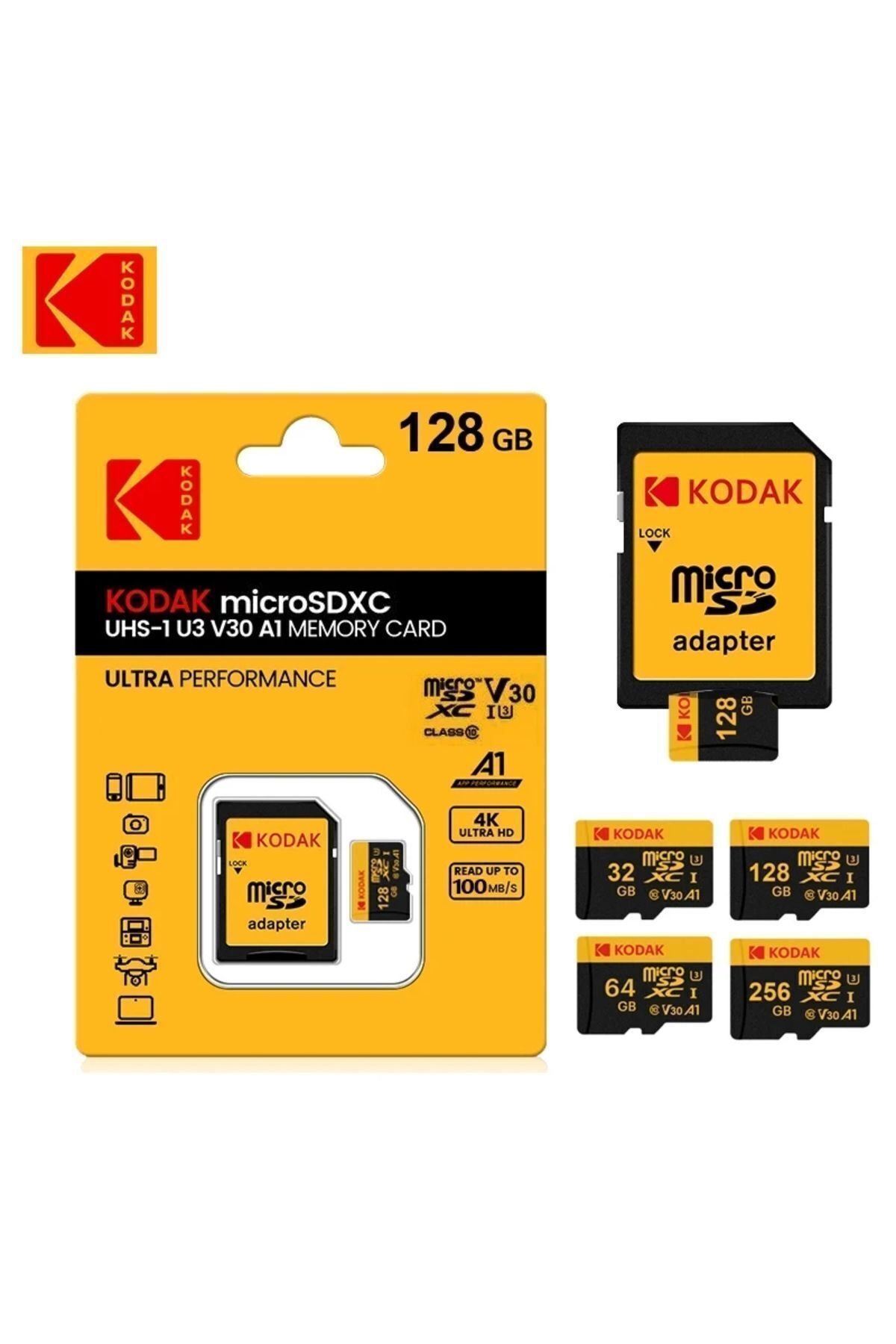 Kodak-128gb Micro SD Memory Card - Clas 10, 4K UV3 V30 A1 2