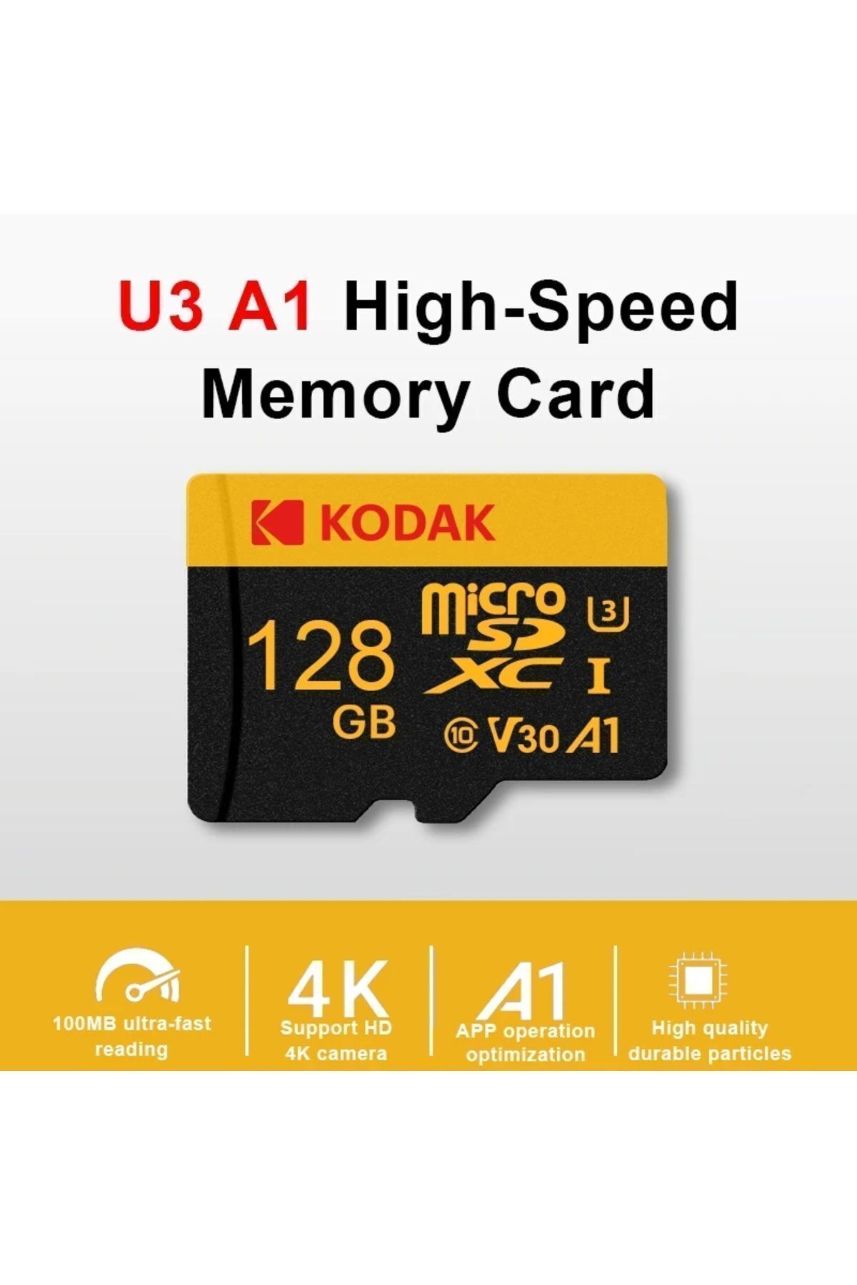 Kodak-128gb Micro SD Memory Card - Clas 10, 4K UV3 V30 A1 3