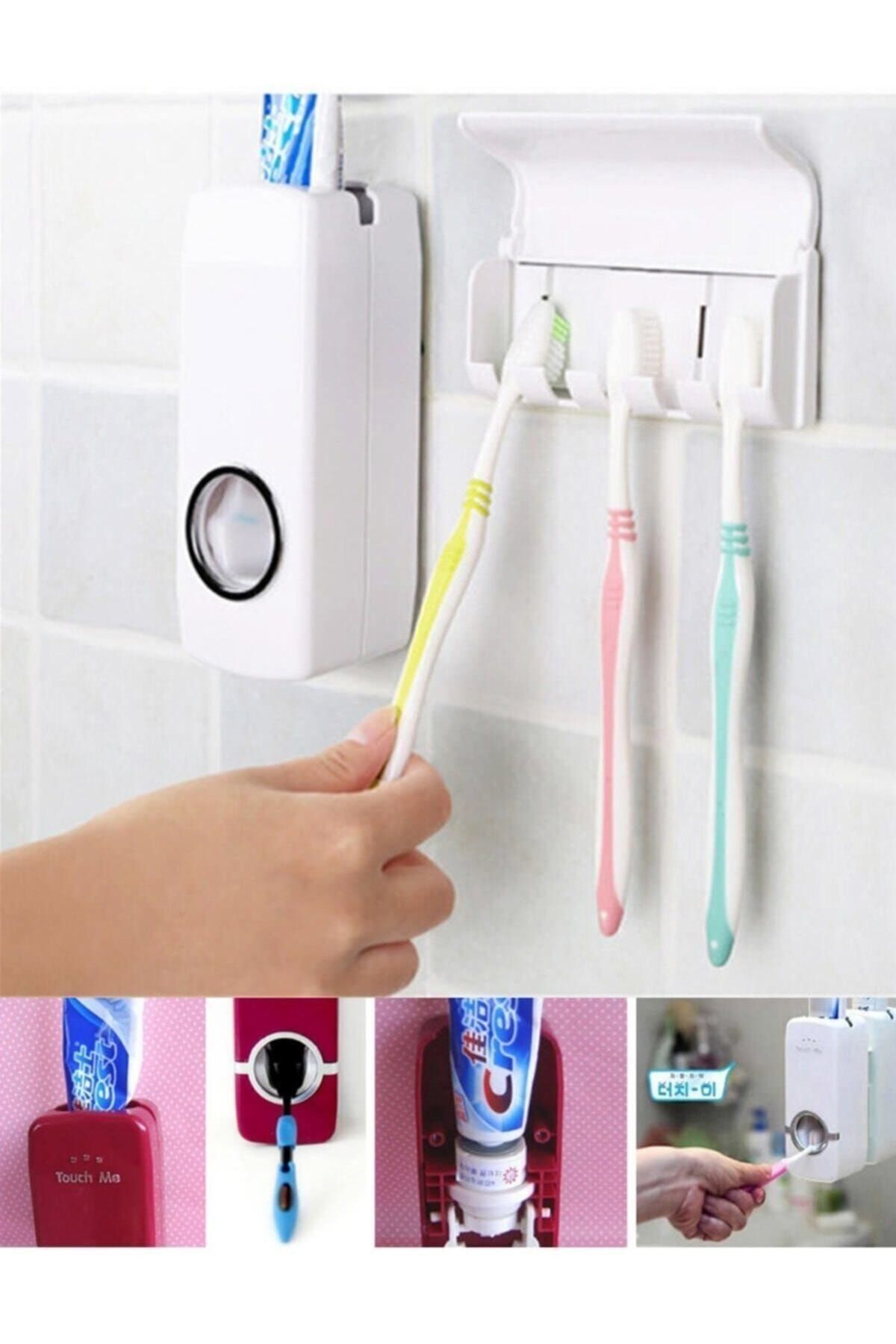 CMT-Automatic Toothpaste Squeezer 5 Pieces Brush Holder Automatic Paste Squeezing Tool 4