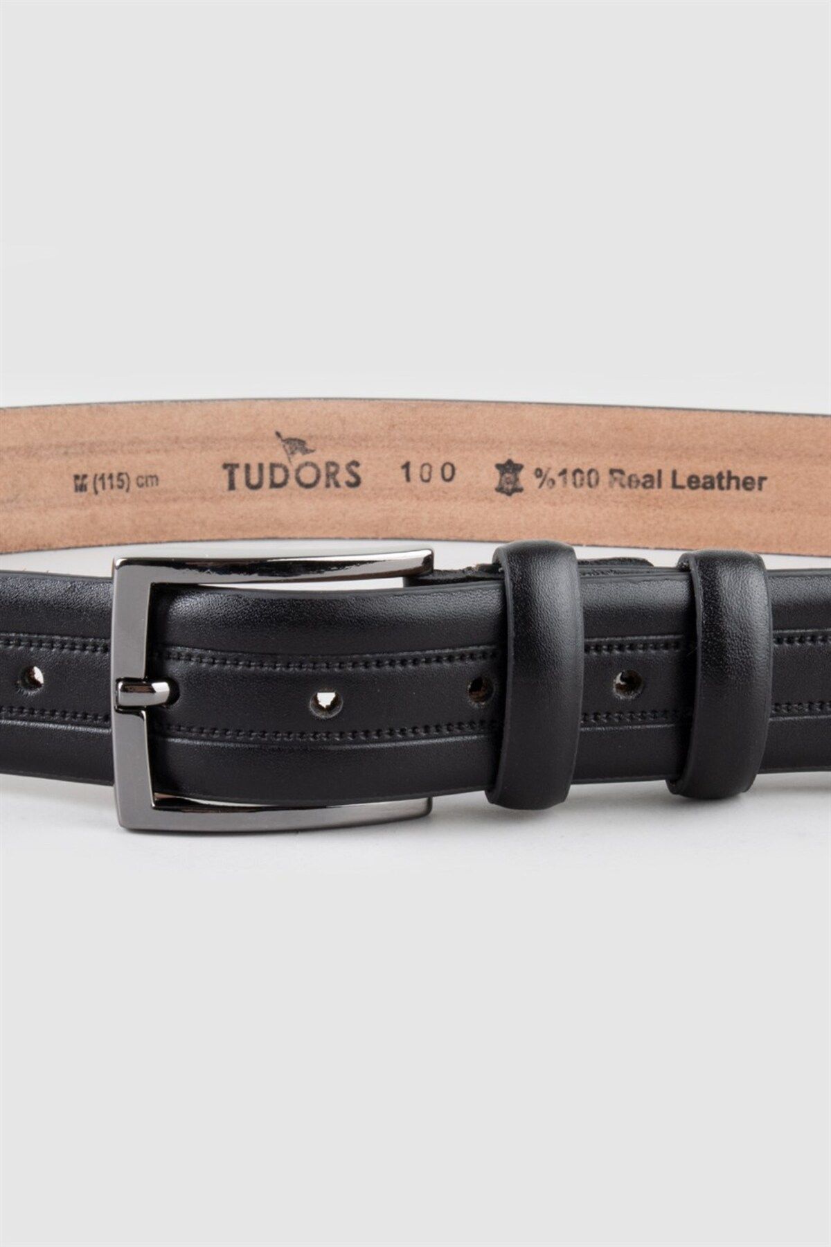 کمربند مشکی کلاسیک 100% چرم اصل 3.5 سانتی متری مردانه Tudors
