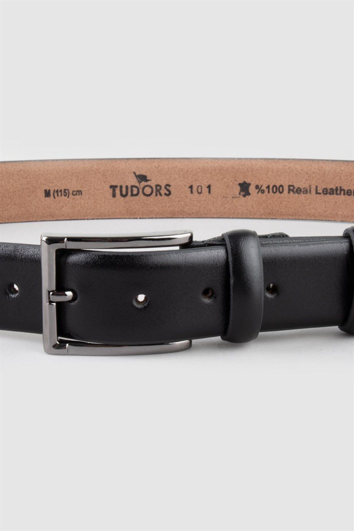 کمربند مشکی کلاسیک 100% چرم اصل 3.5 سانتی متری مردانه Tudors