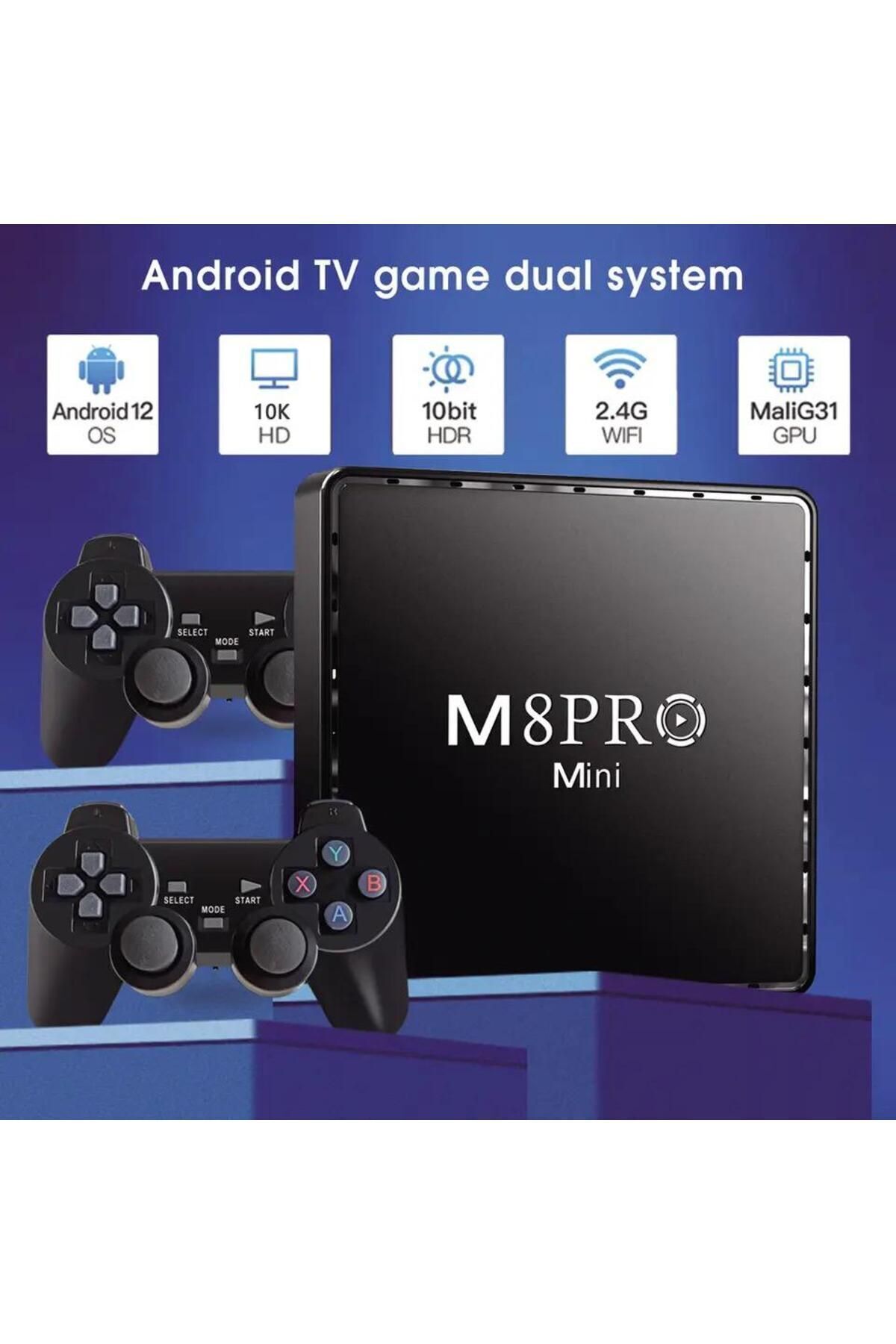 RabbitTech-M8 PRO Mini - 2.4G 10K Ultra HD, 64GB TV Box, Android 12.1, 2 Game Consoles 3