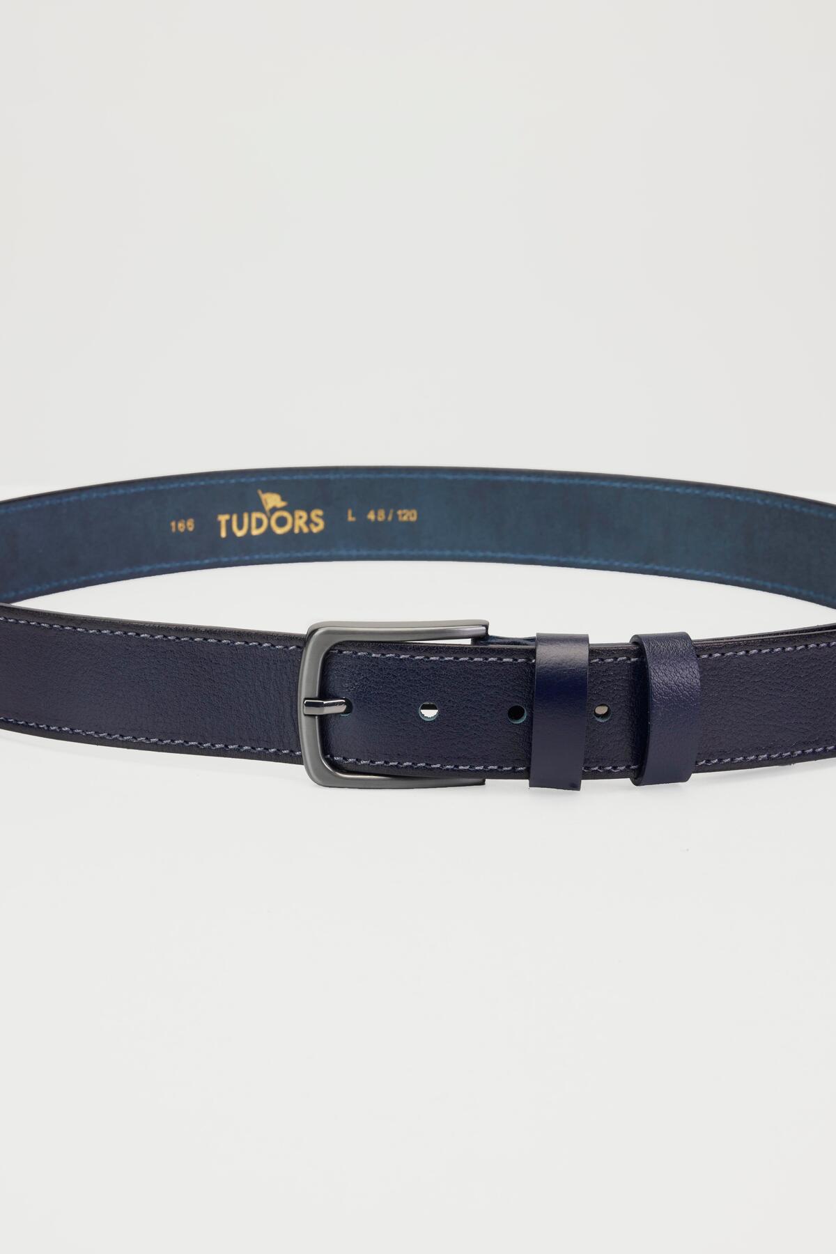 کمربند مردانه آبی سرمه ای Tudors | KM210006-166 اورجینال - تصویر 2