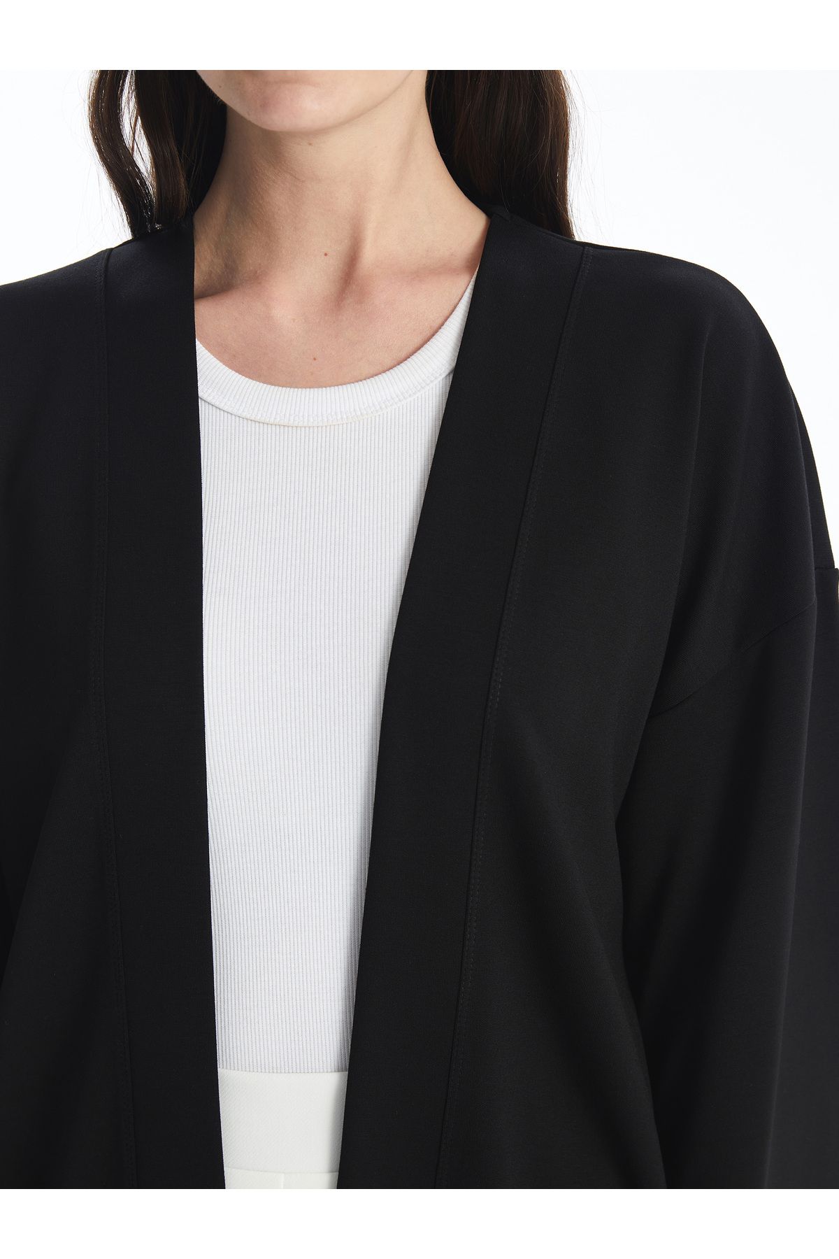 LC Waikiki-Oversize női kardigán - kendőgallér, tömör szabású 4