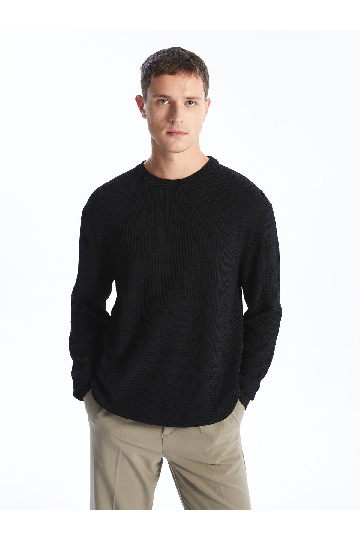 LC Waikiki Męski Sweter Z Dzianiny – Długi Rękaw, Okrągły Dekolt Mężczyzna - 2XL