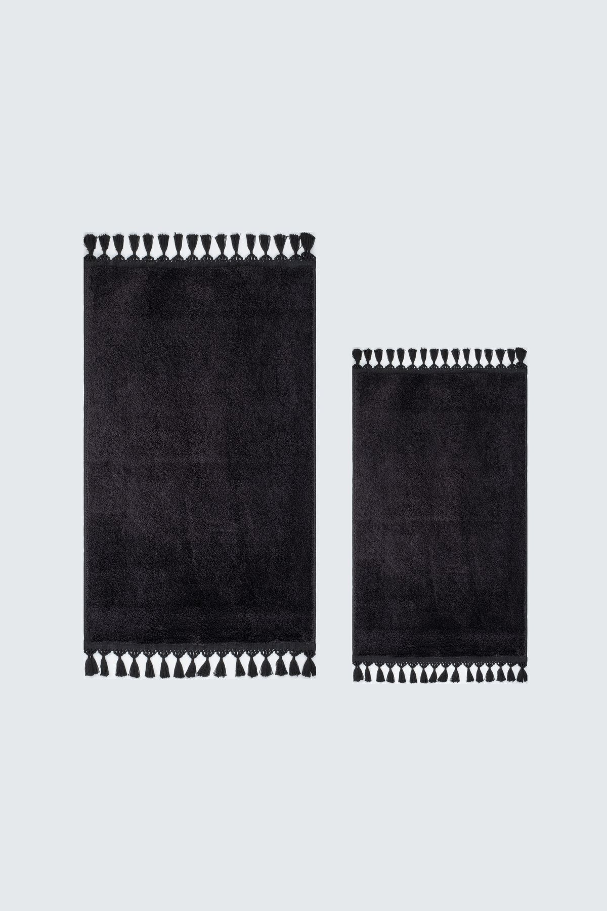 Valery Home-Vl Washable Premium Pompom Fringed Non-Slip Base Post Plush Bath Mat Set of 2 Black 4