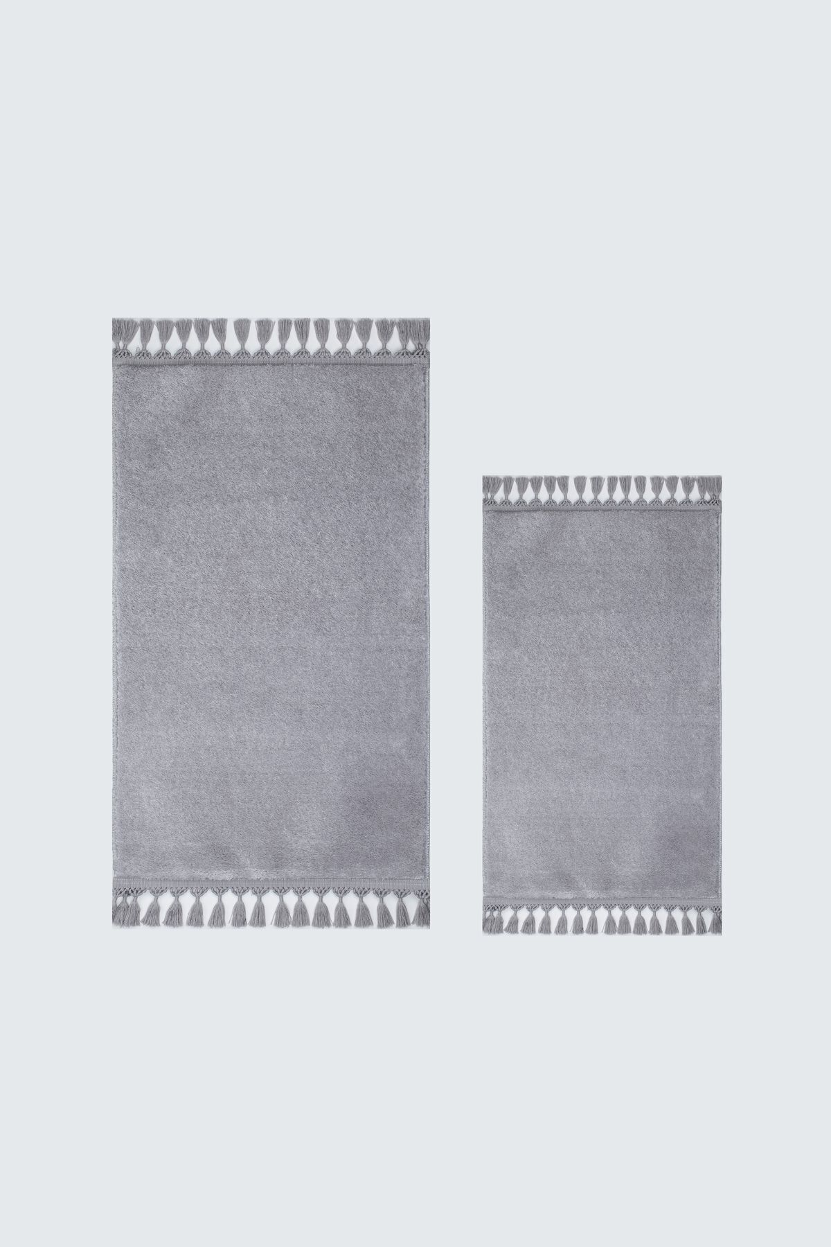 Valery Home-Vl Washable Premium Pompom Fringed Non-Slip Base Post Plush Bath Mat Set of 2 Gray 4