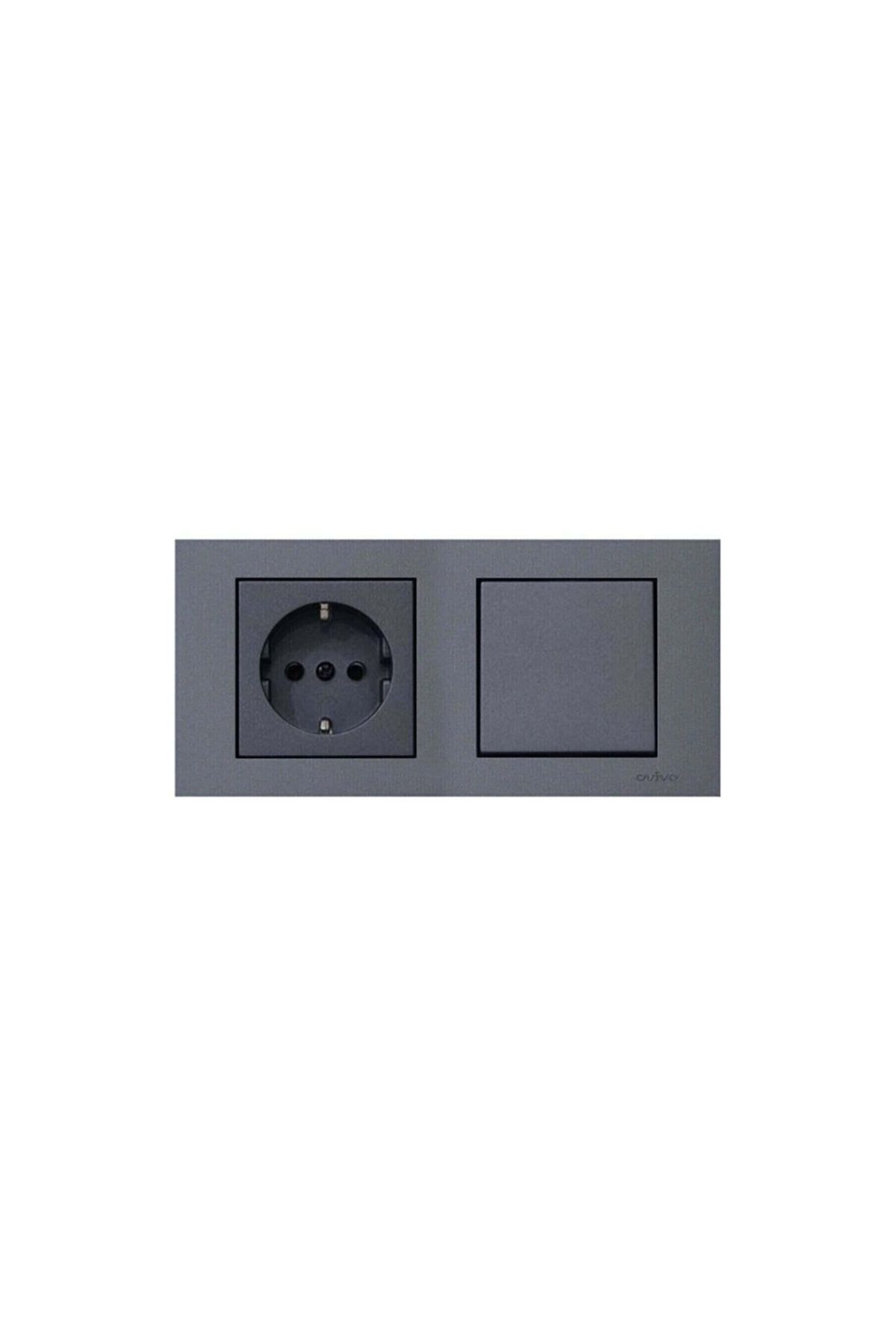 OVİVO-Grano Smoked Switch and Grounded Socket Set 1