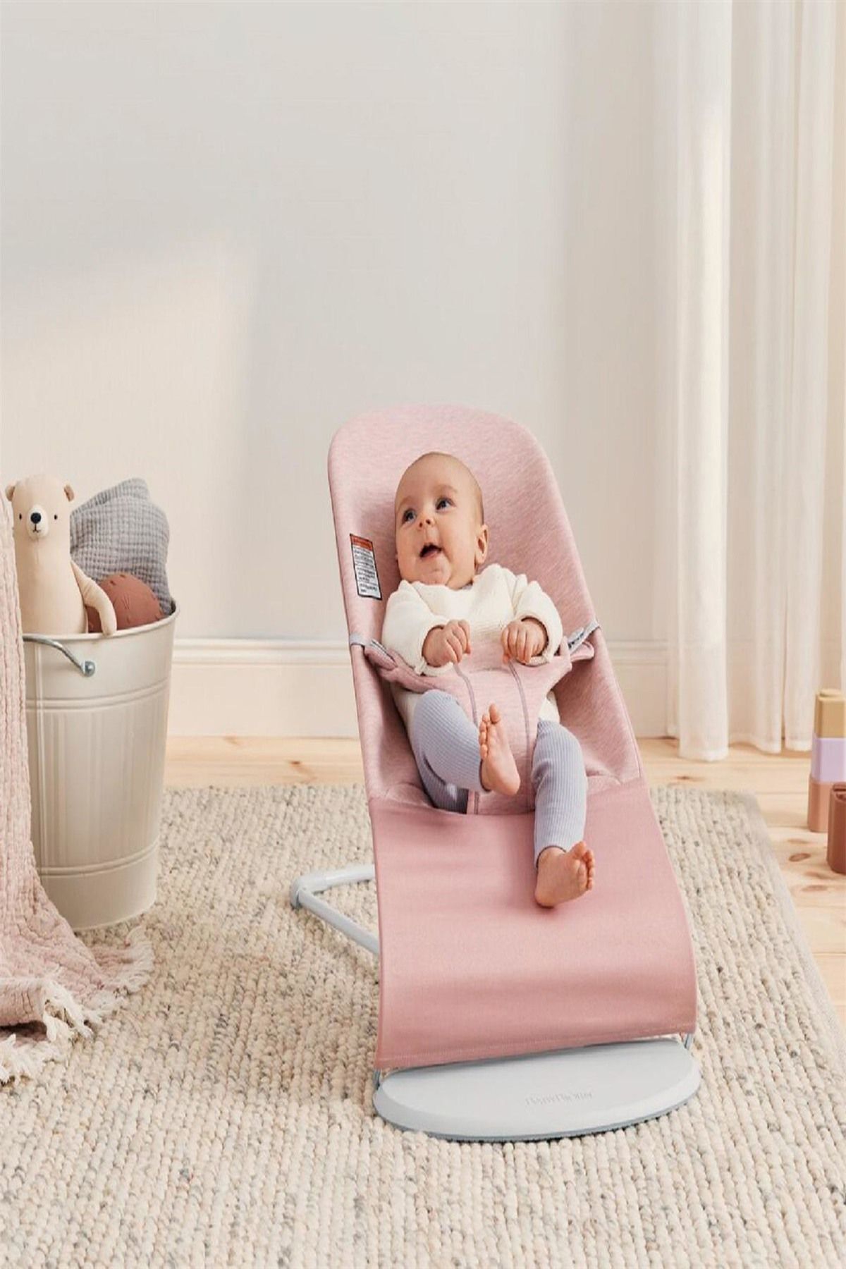 BabyBjörn-حاملة الأطفال Balance Bliss - جيرسي قطني ثلاثي الأبعاد، وردي 5
