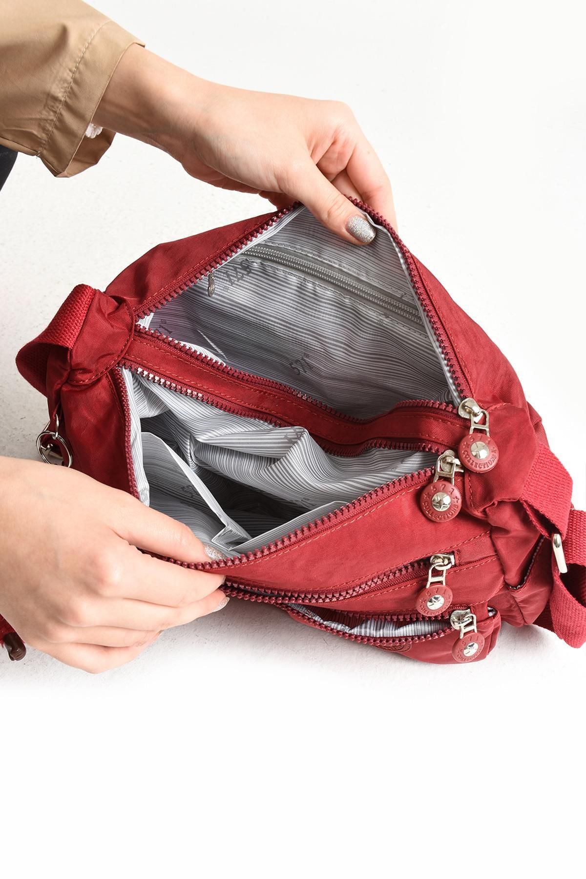 571 Collections Çanta-Red Ultra Light Cross Strap Shoulder Bag with Multiple Pockets (Model: 571-6R) 4