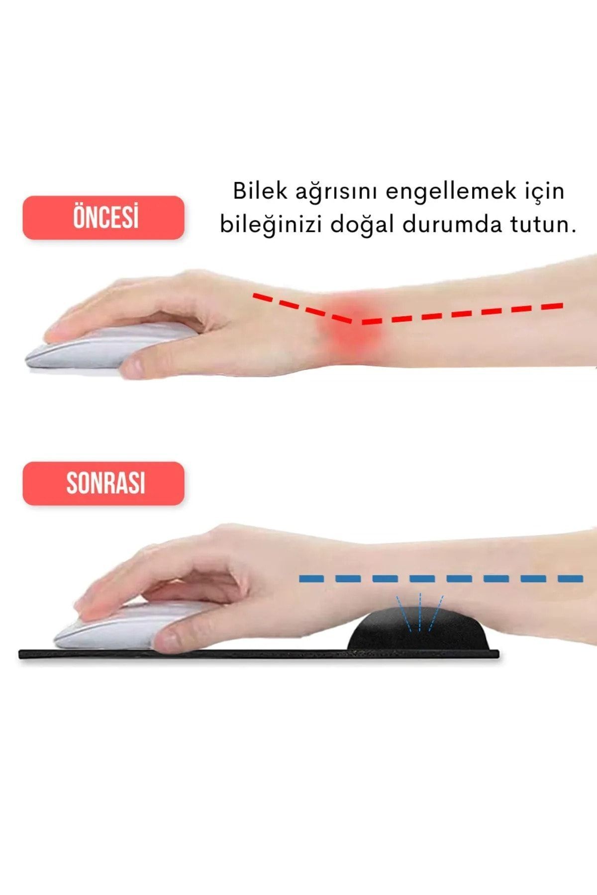 Bilek Destekli Siyah Ergonomik Mouse Pad 6