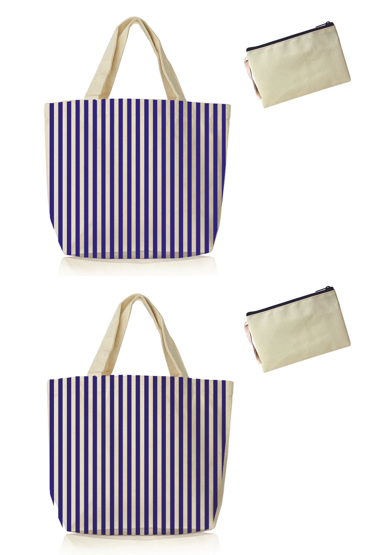 Striped canvas beach bag top