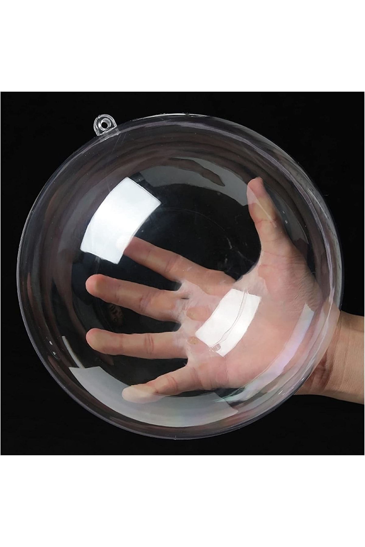 roco paper Şeffaf Mika Küre - Yılbaşı Çam Ağacı Süsleri - Asılabilir Plastik Top - 16 Cm