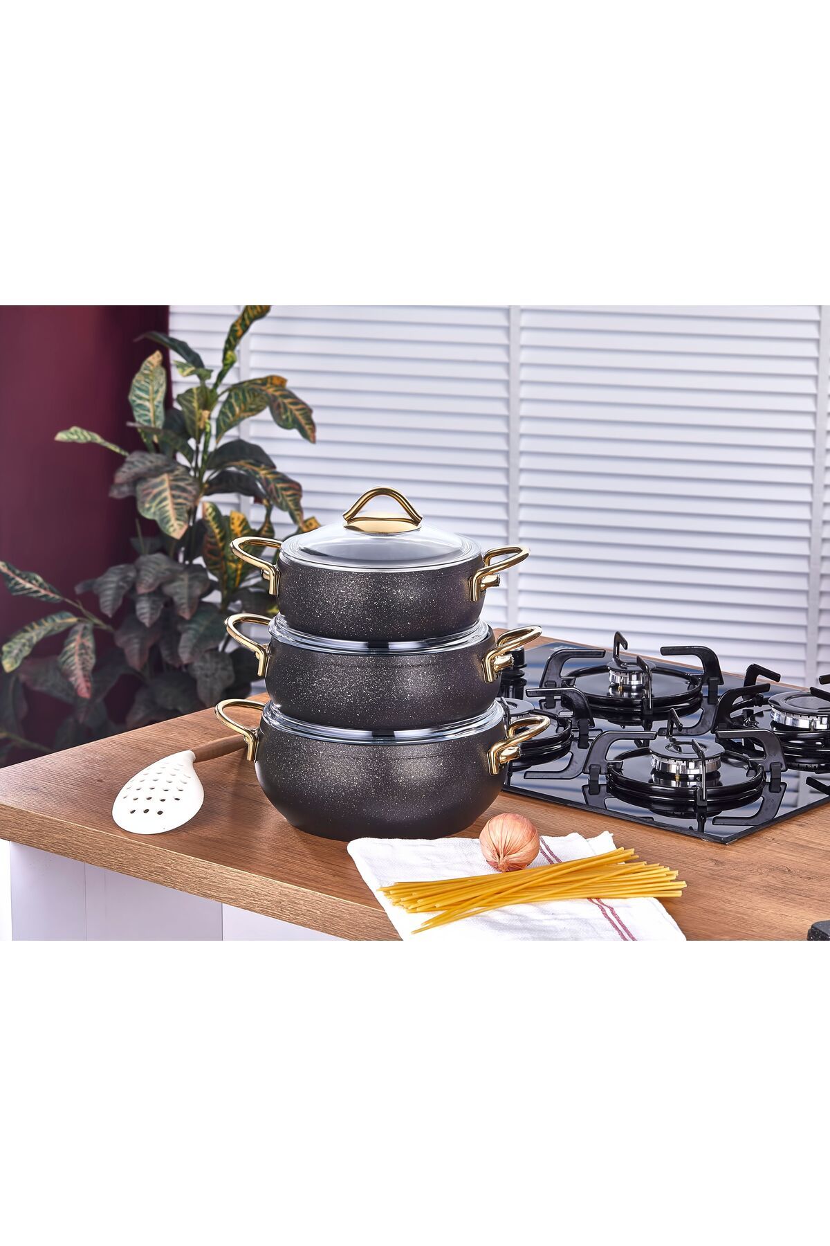 Taç-Luna Granite - Black 3-Piece Casserole Set 2