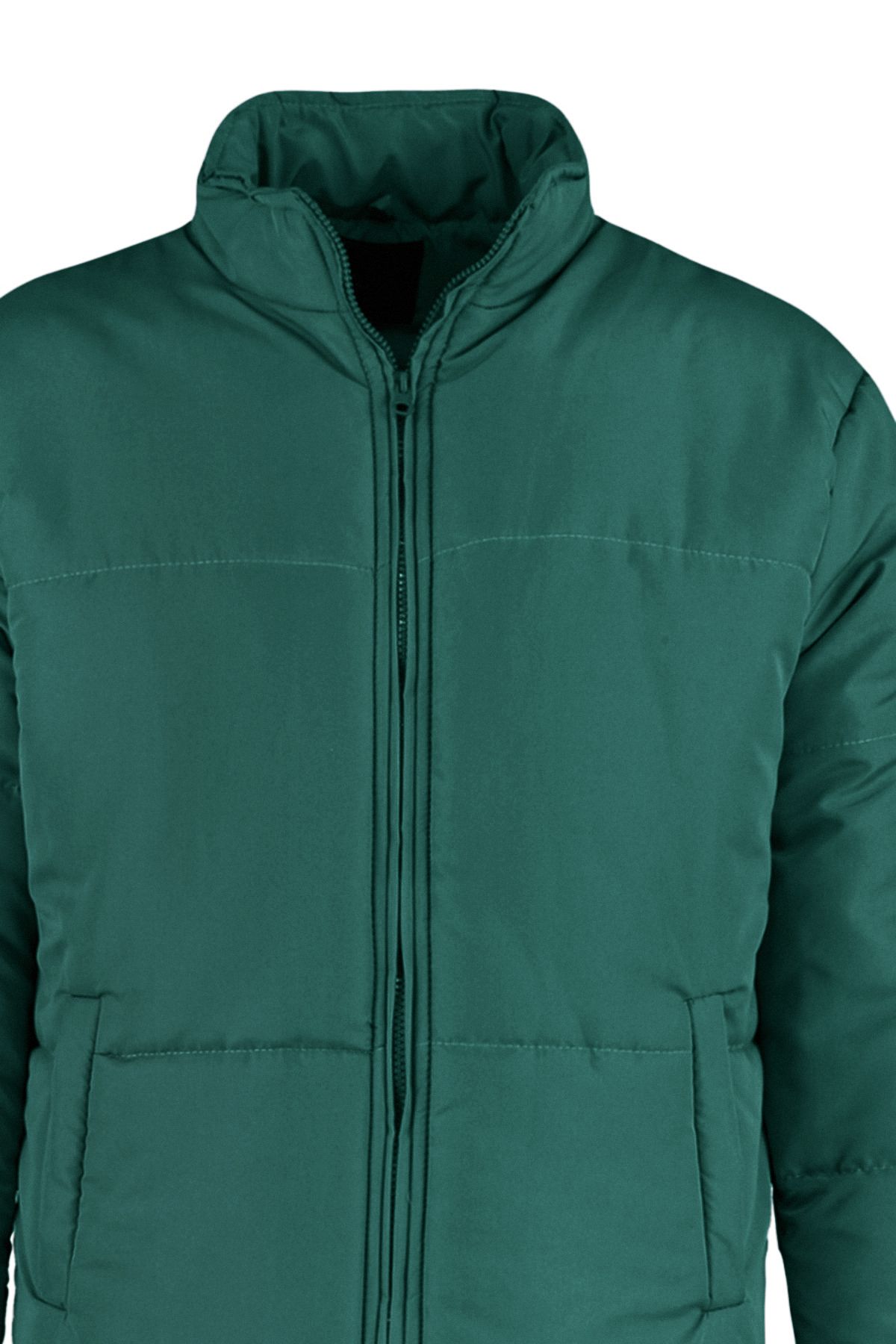 Trendyol Collection-Wind and Water Resistant Dark Green Puffer Jacket - Regular Fit, with Pockets Tmnaw22Mo0091 7