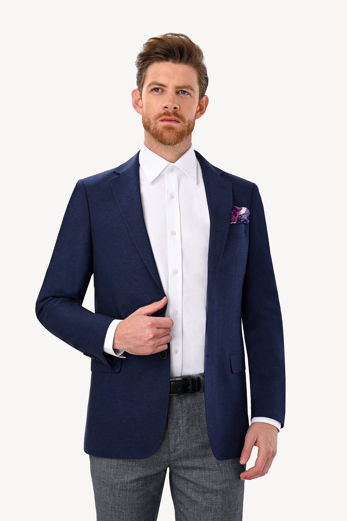 ژاکت مردانه آبی سرمه ای YSF | M101022K0014_236 اورجینال - تصویر 3