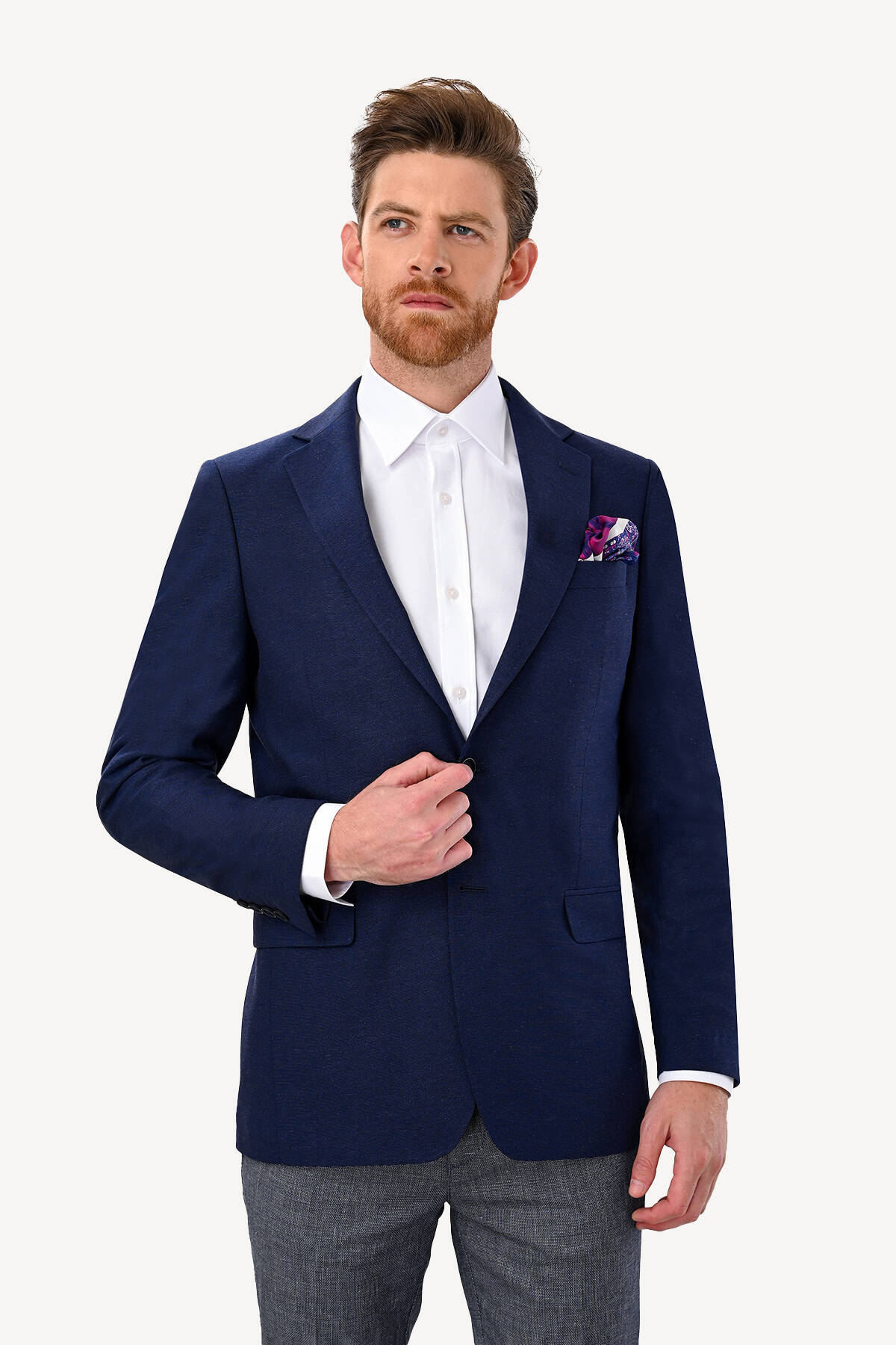 ژاکت مردانه آبی سرمه ای YSF | M101022K0014_236 اورجینال - تصویر 2