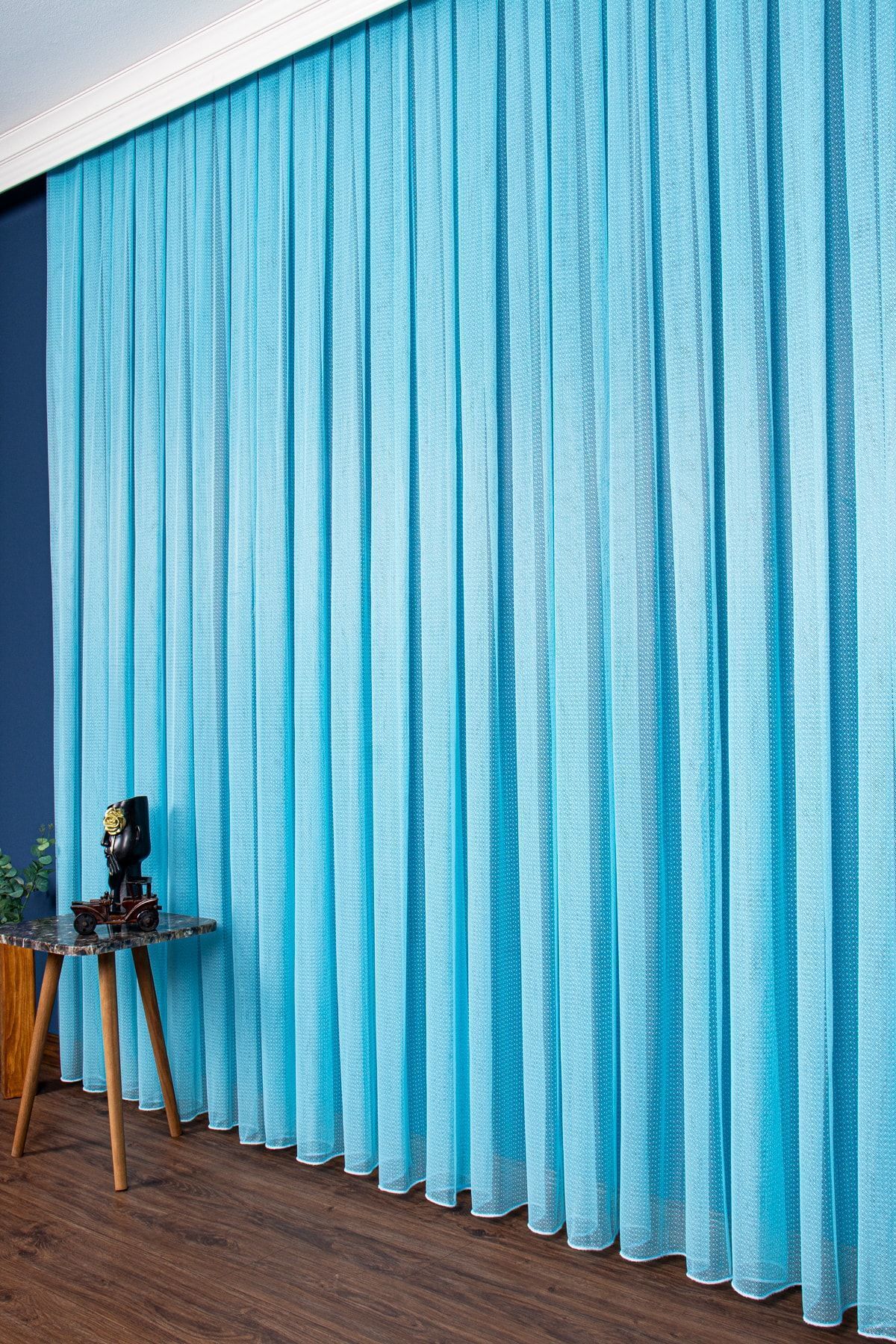 elision home-Culoarea turcoaz cu model modern Fusta din tul cu plumb Perdele 350x250 cm 1/3 pliu strâmt Elıon03081 3