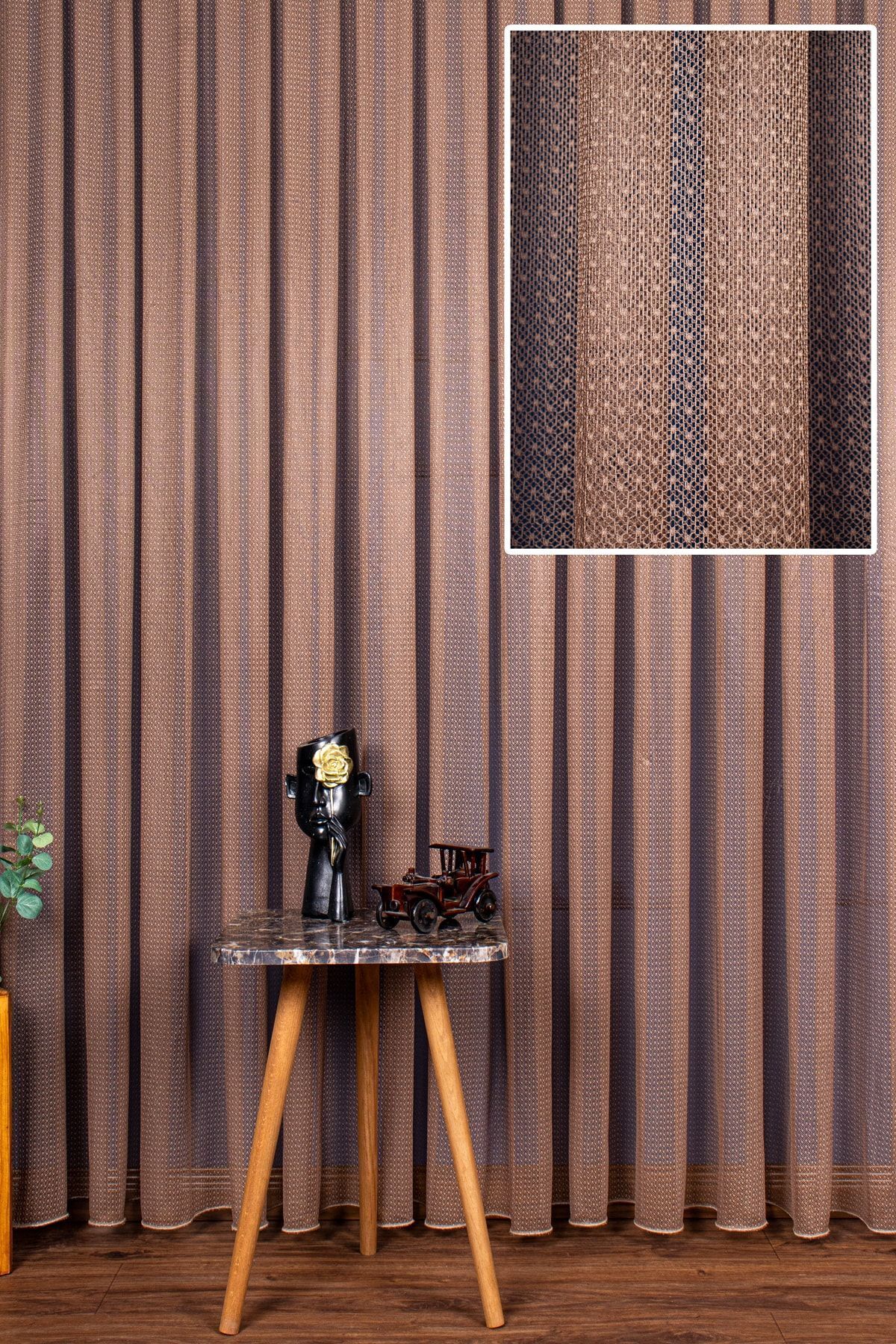 elision home Fusta Cu Model Modern Maro Cortina Din Tul Cu Plumb, 300x260cm, Pliu Normal 1/2,5, Elıon03041 - 100 x 250
