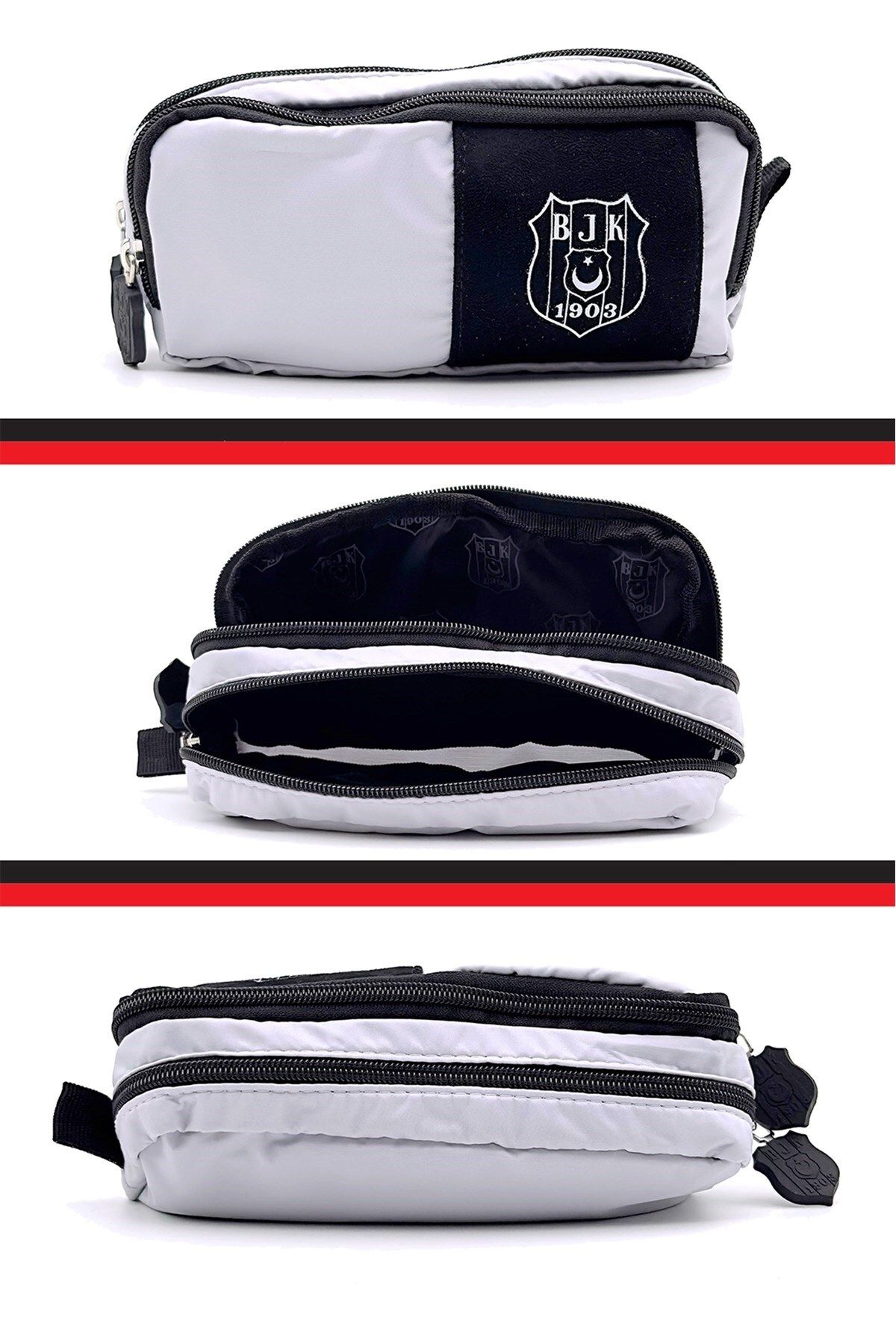 Beşiktaş-Cutie de creioane din lemn de 3 - Set de suporturi originale pentru stilouri cu 2 compartimente, cadou de papetărie 4