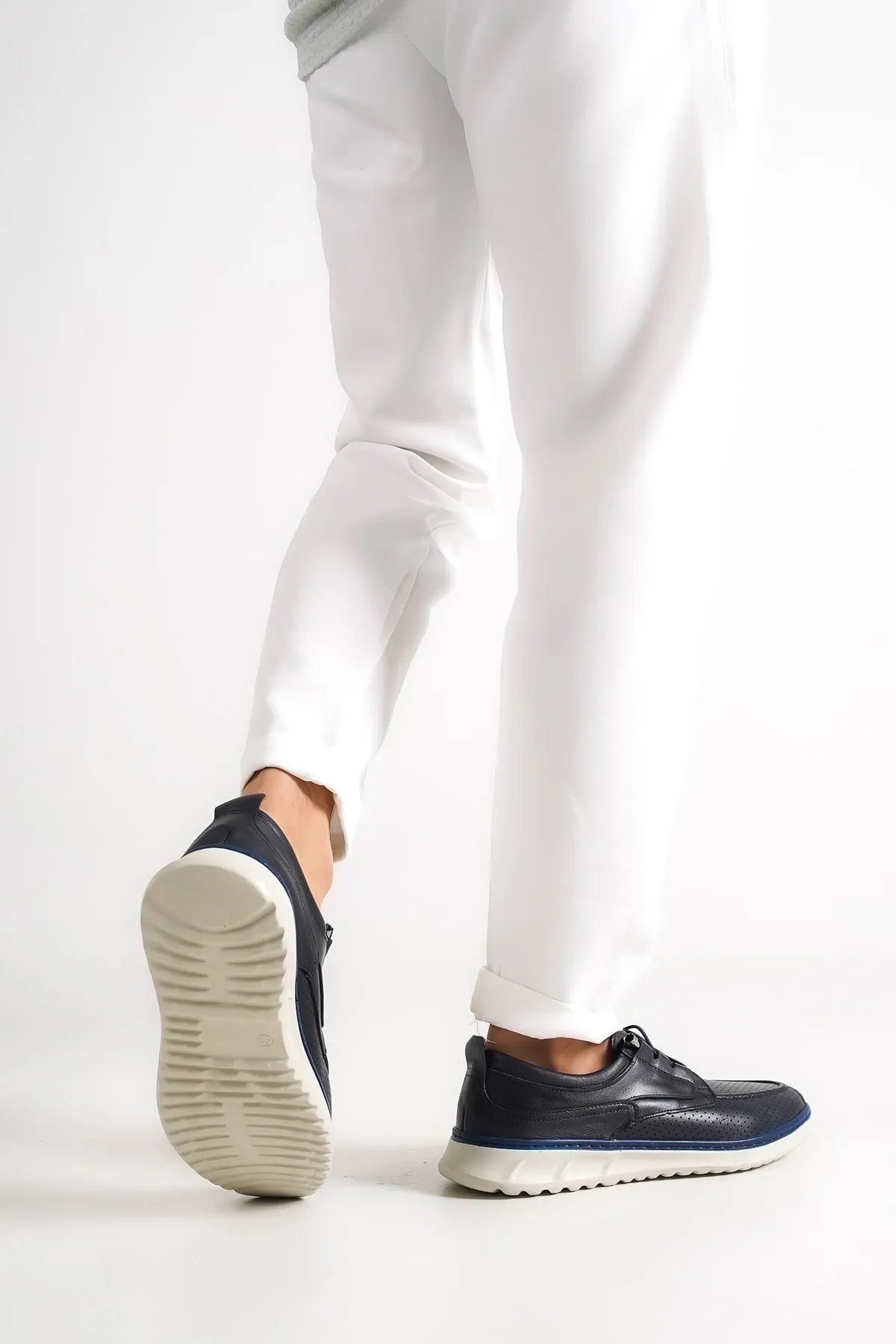 Deripabuc-Genuine Leather Navy Blue Men's Leather Casual Shoes Mrd15-6001 2
