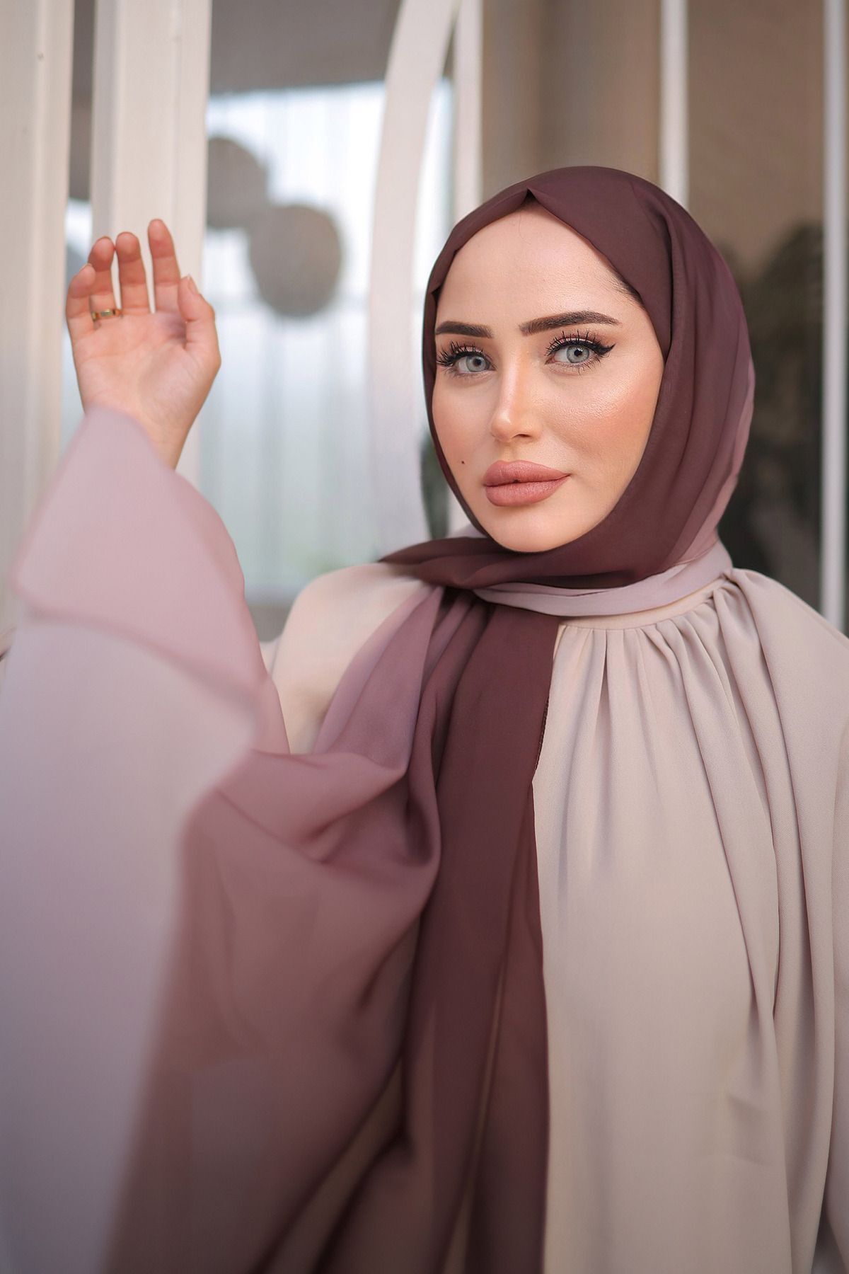 Stella-Brown Mink Gradient Patterned Shawl 5