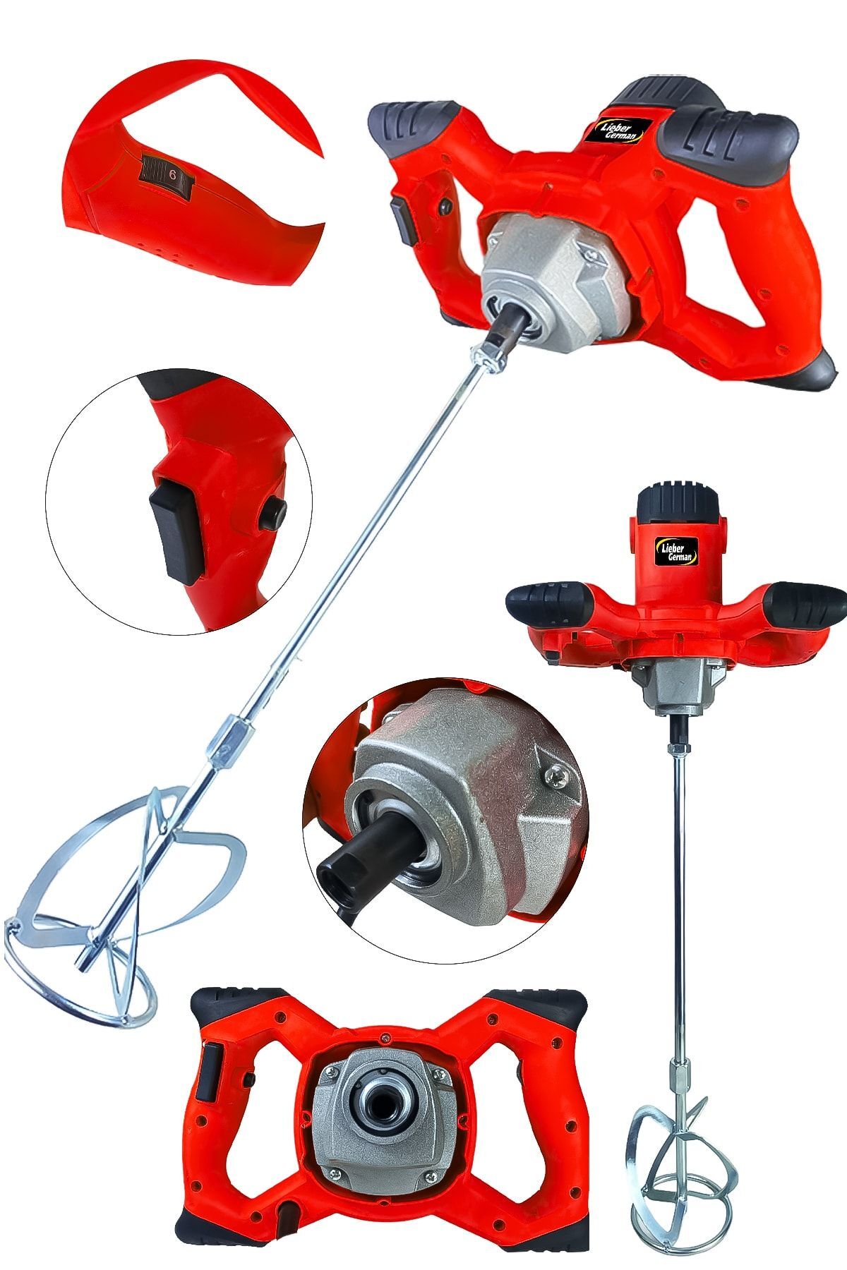 Lieber German Alman Pro 2400 Watt Bakır Sargılı Devir Ayarlı Elektirikli Alçı Boya Ve Harç Karıştırıcı Mikser
