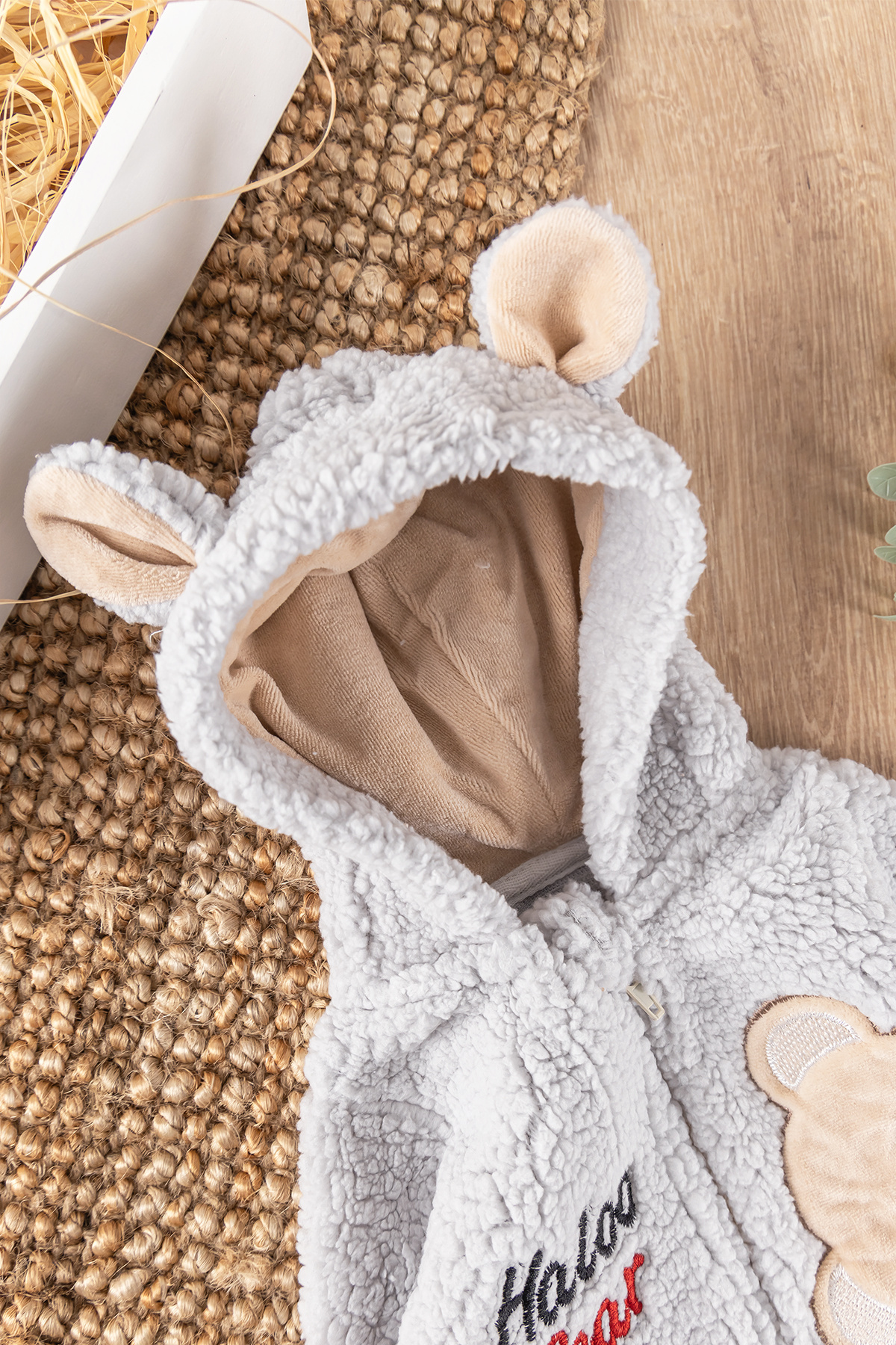 Babymod Ayıcık Figürlü Kapüşonlu Kışlık Welsoft Bebek Tulum fotoğrafı 2 (önizleme)