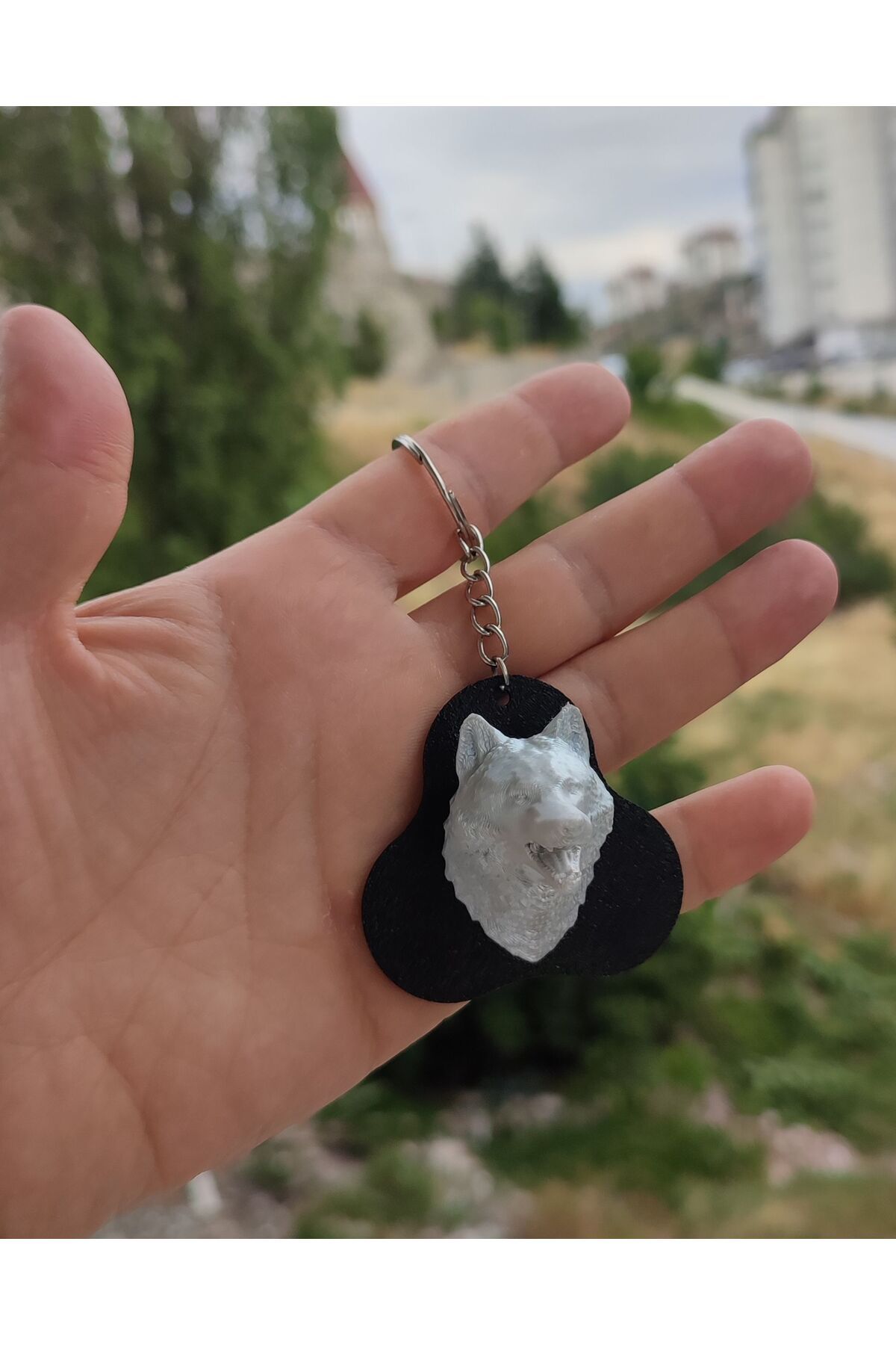 3DHOBİCENTER-Grey Wolf Keychain Three Crescent Keychain 2
