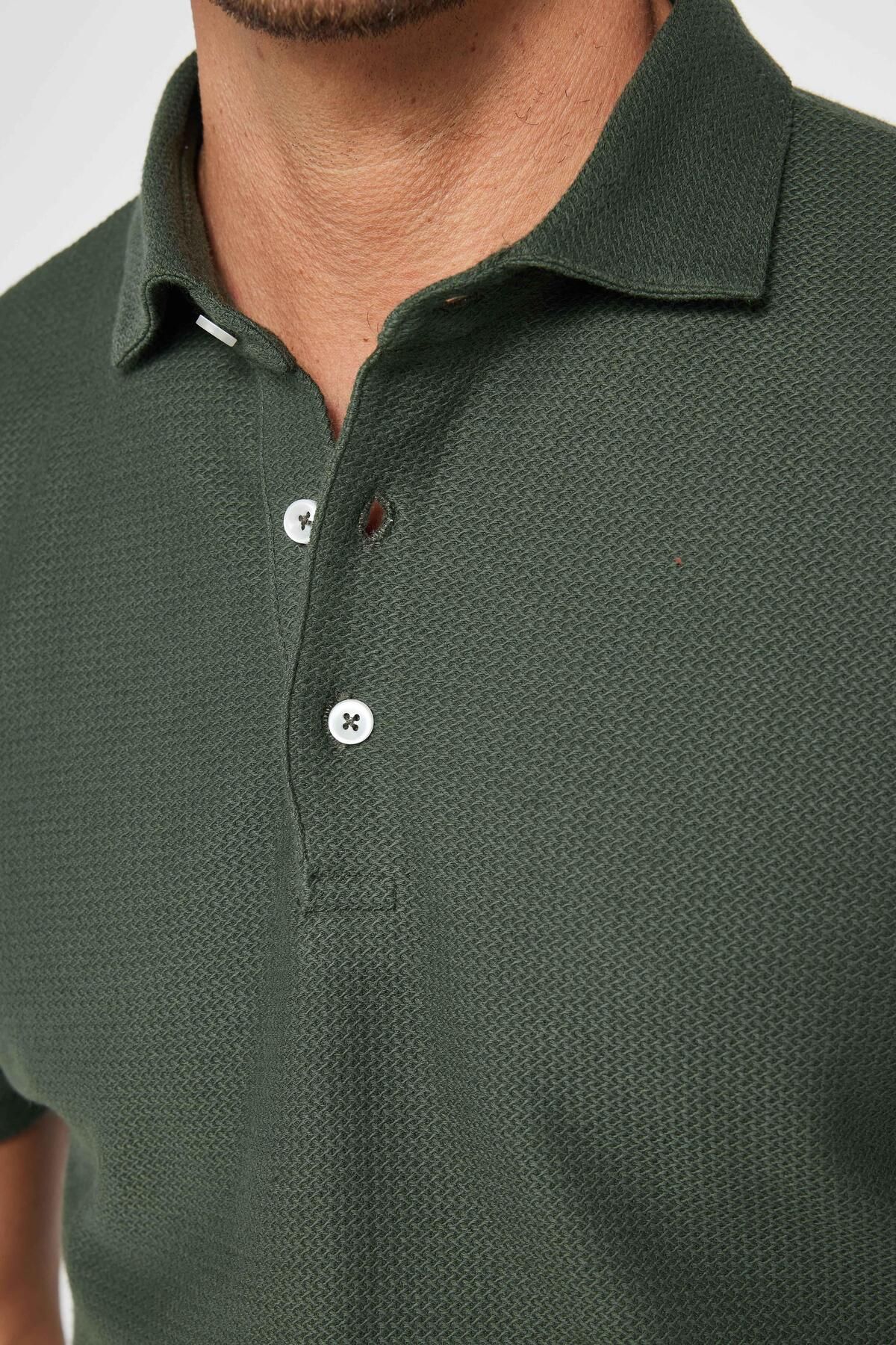 Tudors-Ανδρικό T-shirt Slim Fit Slim Cut 100% βαμβάκι Pearly Khaki Polo Collar T-shirt 4
