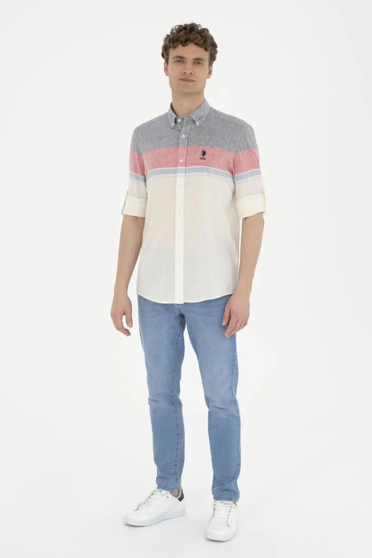 پیراهن مردانه قرمز یو اس پولو | 50283691 اورجینال - تصویر 4