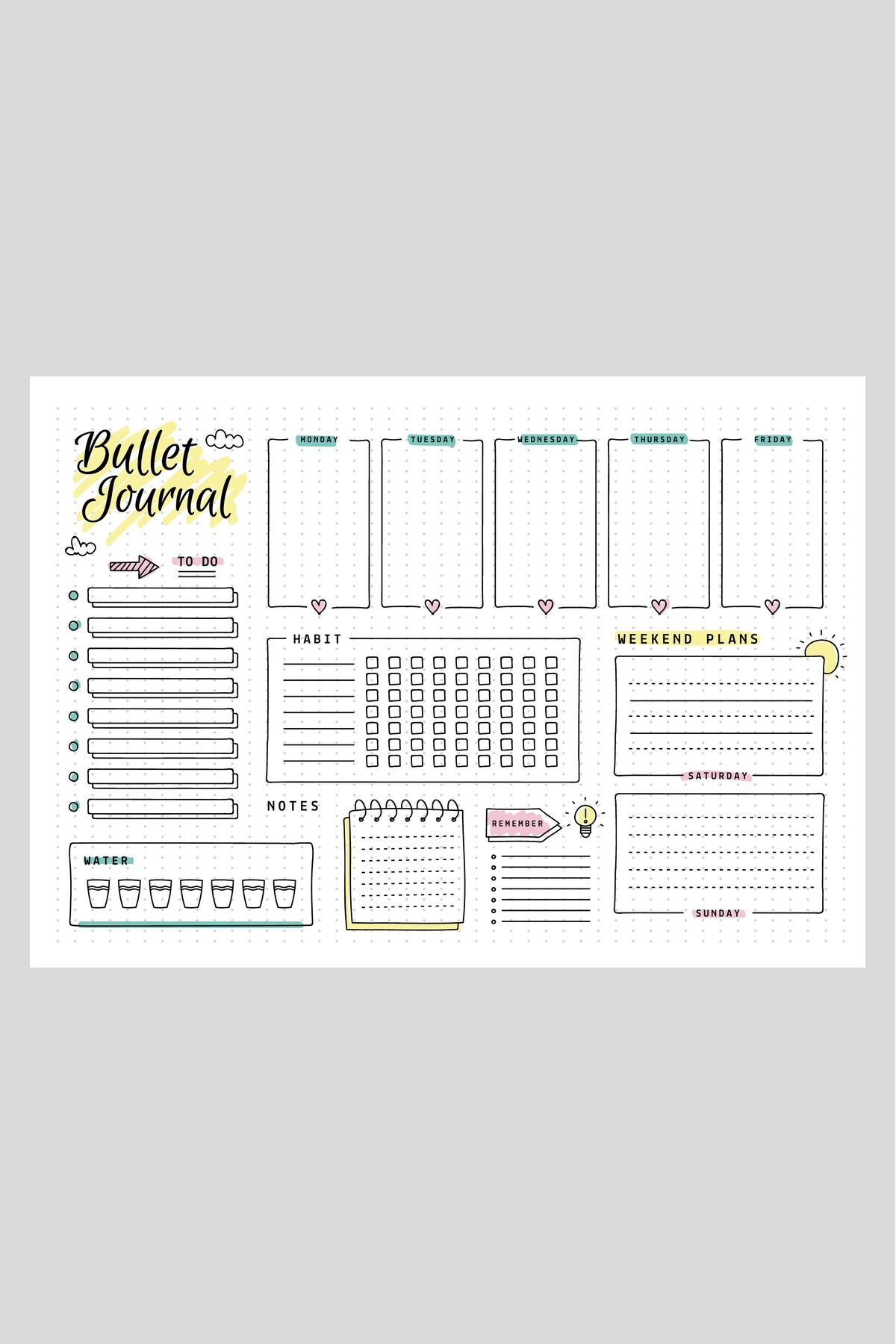 cabuk baskı-Bullet Journal To-do List - Daily Goals to Do 21*29cm 50 Sheets 1