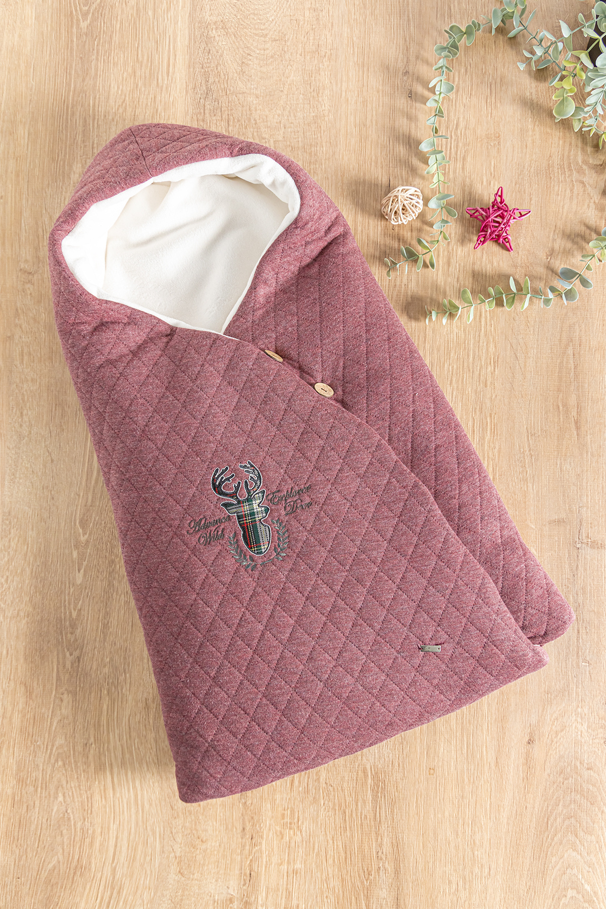 Babymod Geyik Işlemeli Polar Astarlı Kız/erkek Bebek Kundak