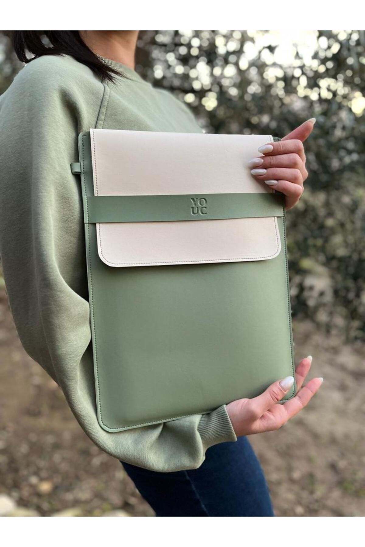 YOUC Design MacBook Pro Air Su geçirmez Laptop Kılıfı 13’ 14’ 15' inç Notebook Vegan Suni Deri Çanta