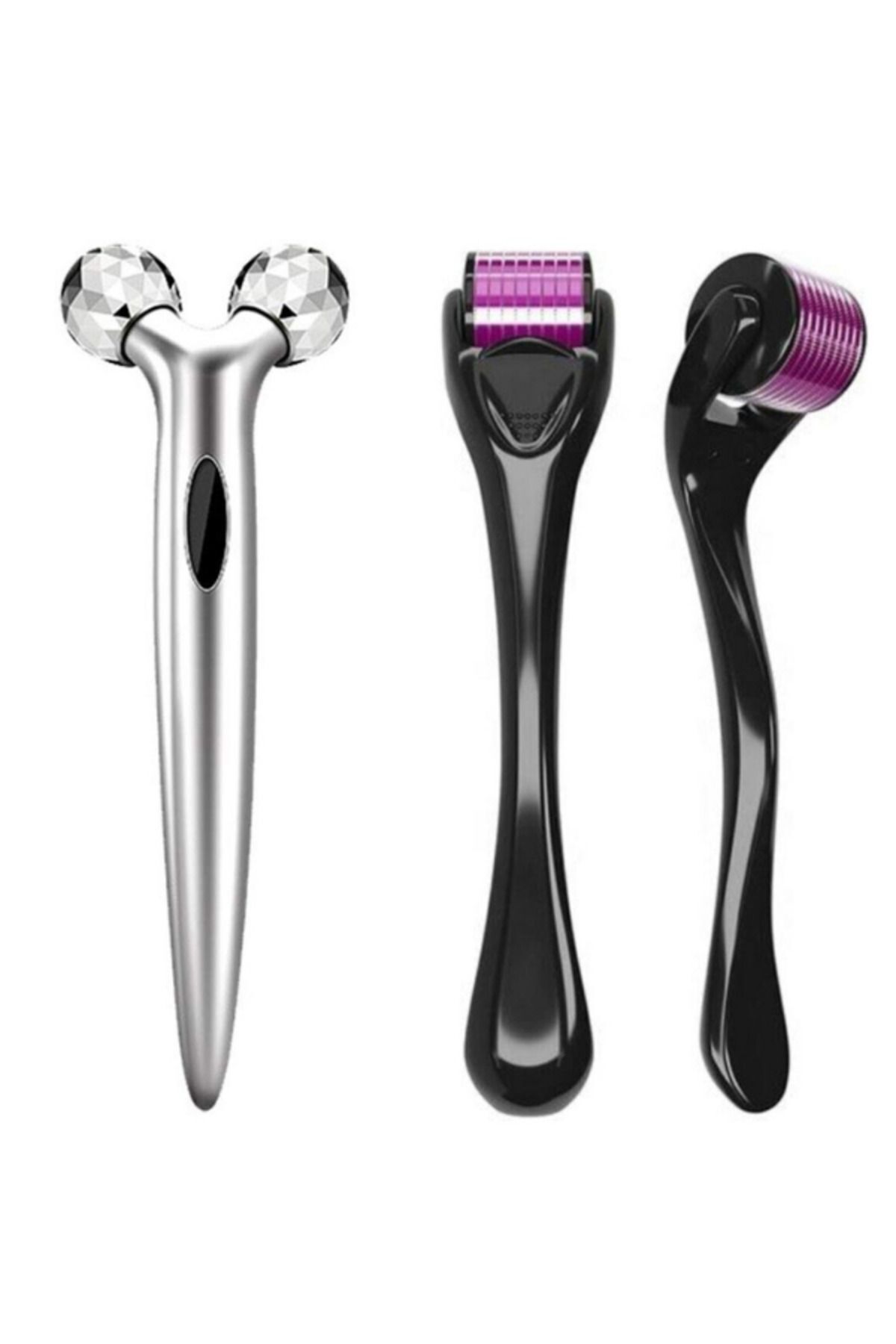 Welta 3d Yüz Cilt Sıkılaştırıcı Platin Masaj Aleti ve Titanyum Uçlu 540 Iğneli Derma Roller 0.75 mm