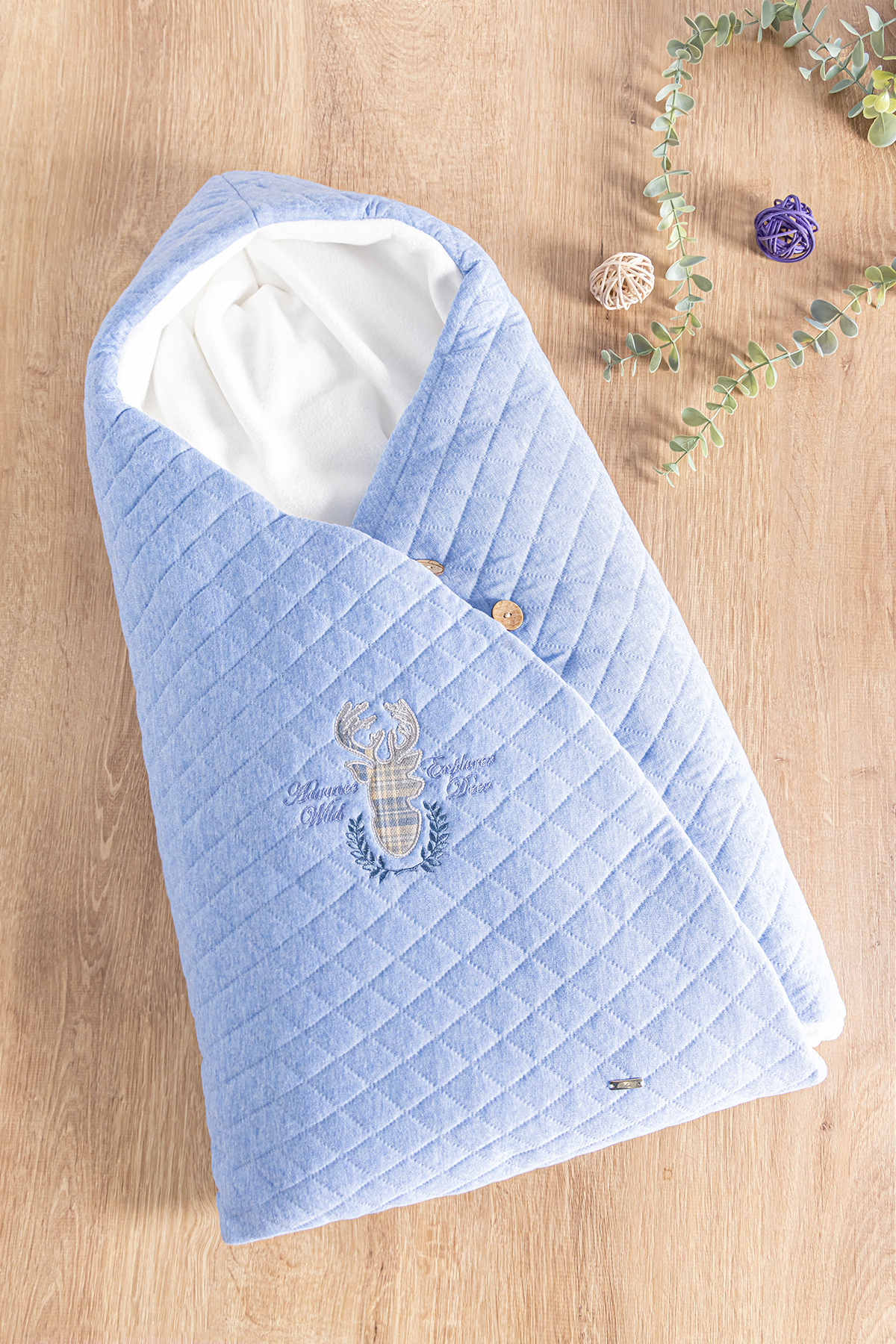 Babymod Geyik Işlemeli Polar Astarlı Kız/erkek Bebek Kundak