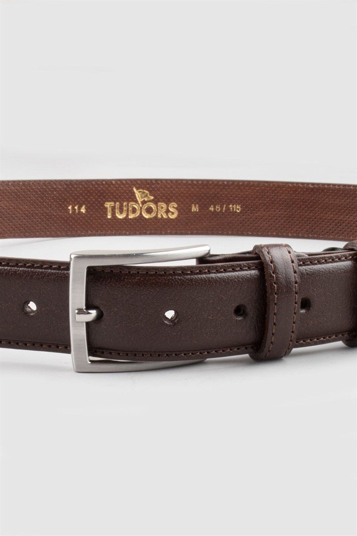 Tudors-100% Genuine Leather for Men - 3.5 cm Brown Classic Belt 2