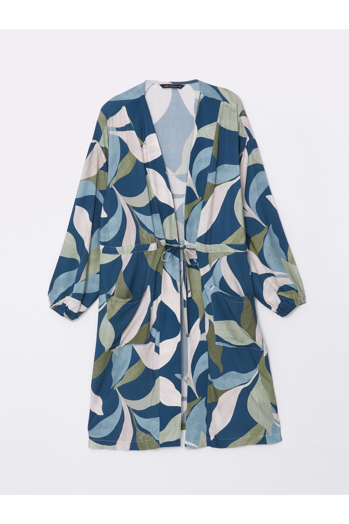 Şal Yaka Desenli Uzun Kollu Oversize Kadın Kimono