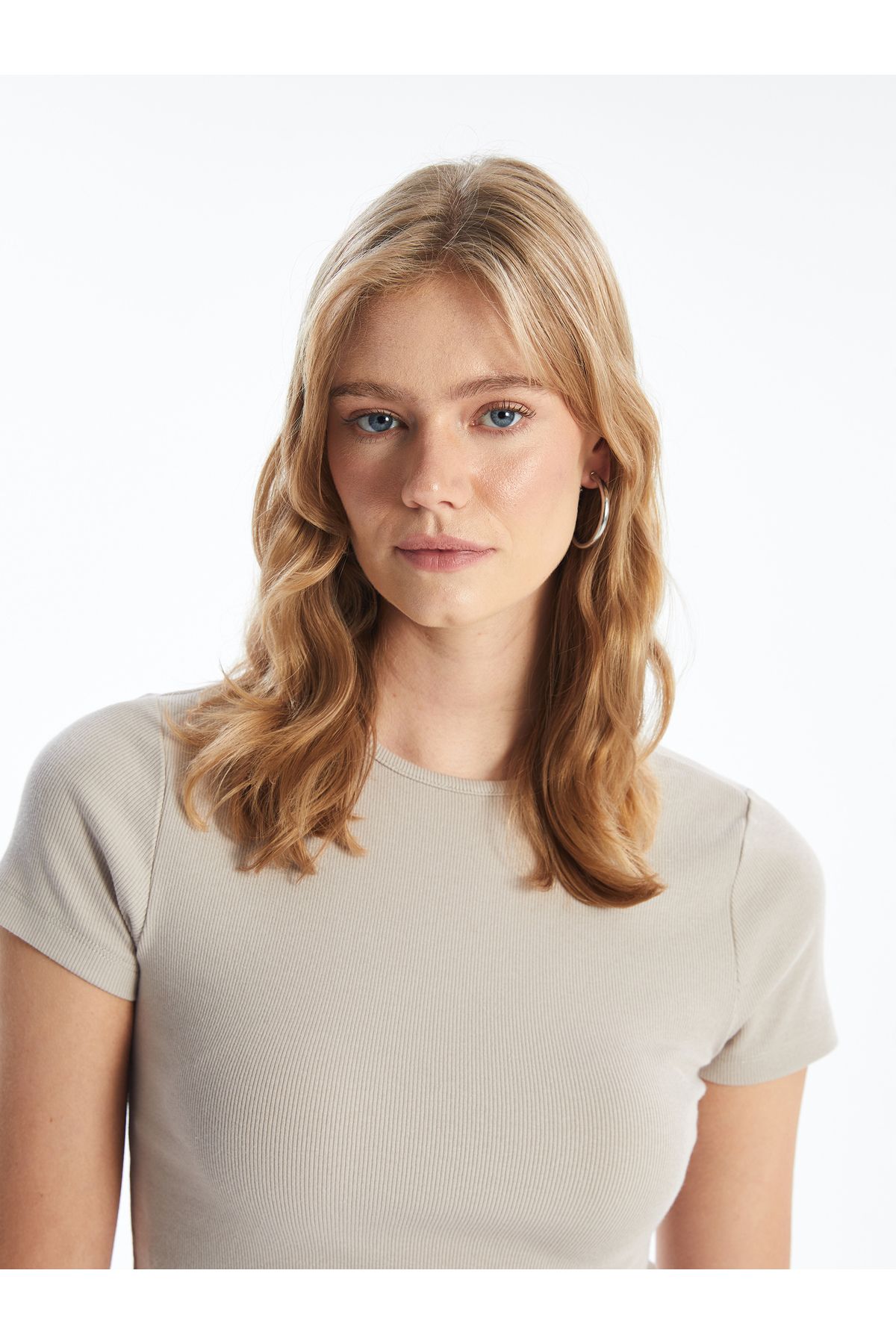 LC Waikiki Crop Damski – Okrągły Dekolt, Prosty Krój Kobieta - S