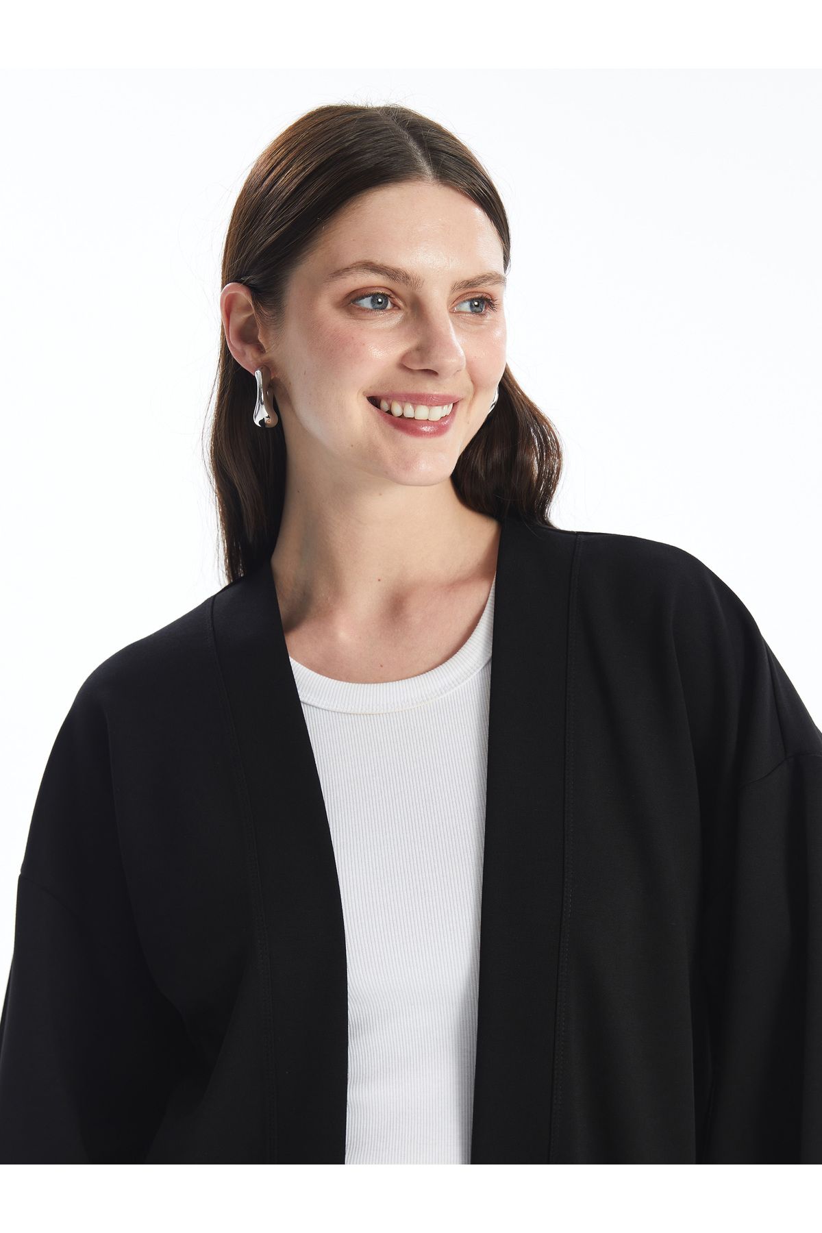 LC Waikiki-Oversize női kardigán - kendőgallér, tömör szabású 2