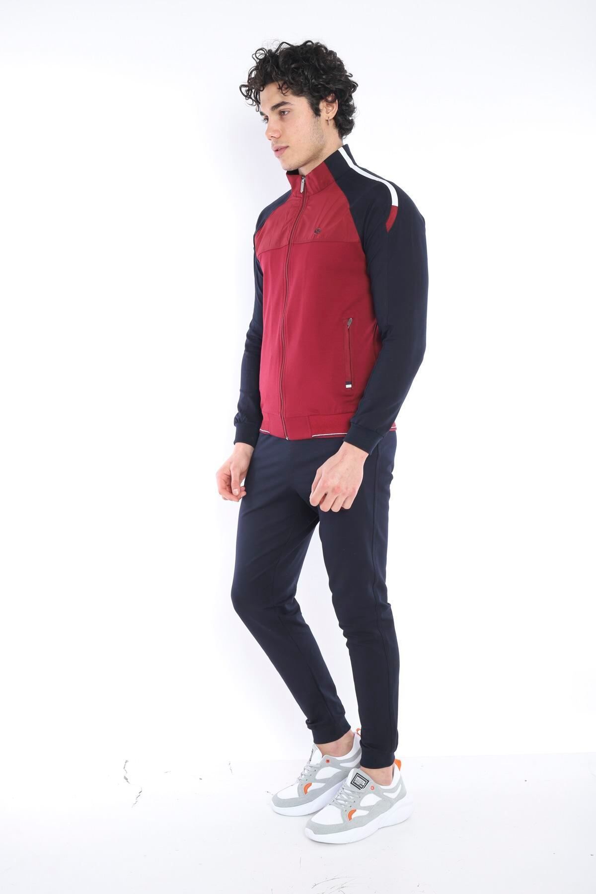 ست گرمکن ورزشی مردانه COLLAR ORTAK BORDEAUX SUPER 2 IP FABRIC 4 SEASON SLIMFIT TEAM 6733 Escetic