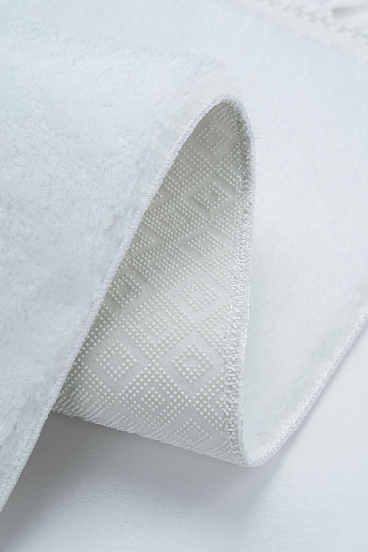 Valery Home-Vl Washable Premium Pompom Fringed Non-Slip Base Post Plush Bath Mat Set of 2 White 3