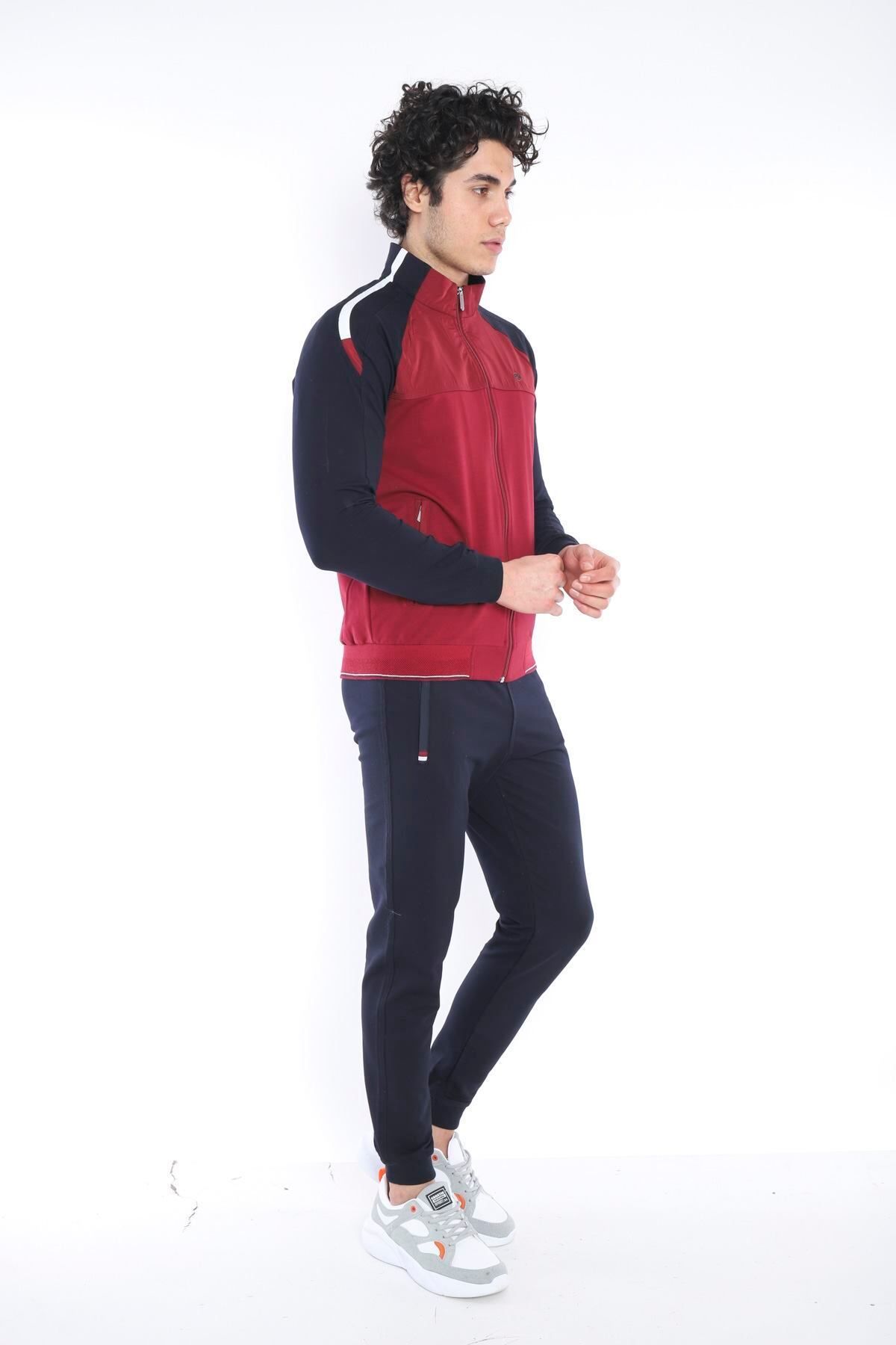 ست گرمکن ورزشی مردانه COLLAR ORTAK BORDEAUX SUPER 2 IP FABRIC 4 SEASON SLIMFIT TEAM 6733 Escetic